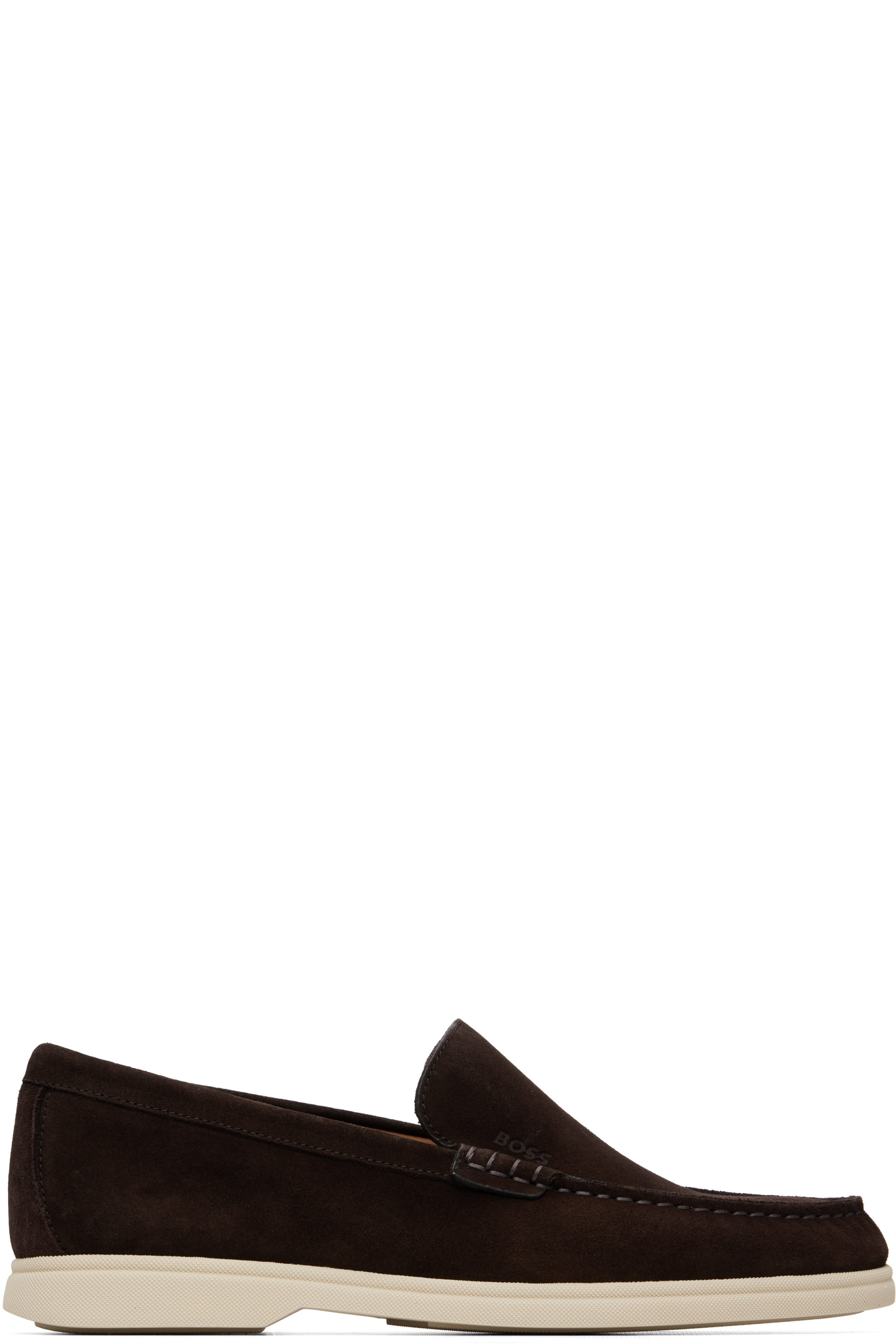 BOSS - Brown Debossed-Logo Suede Loafers