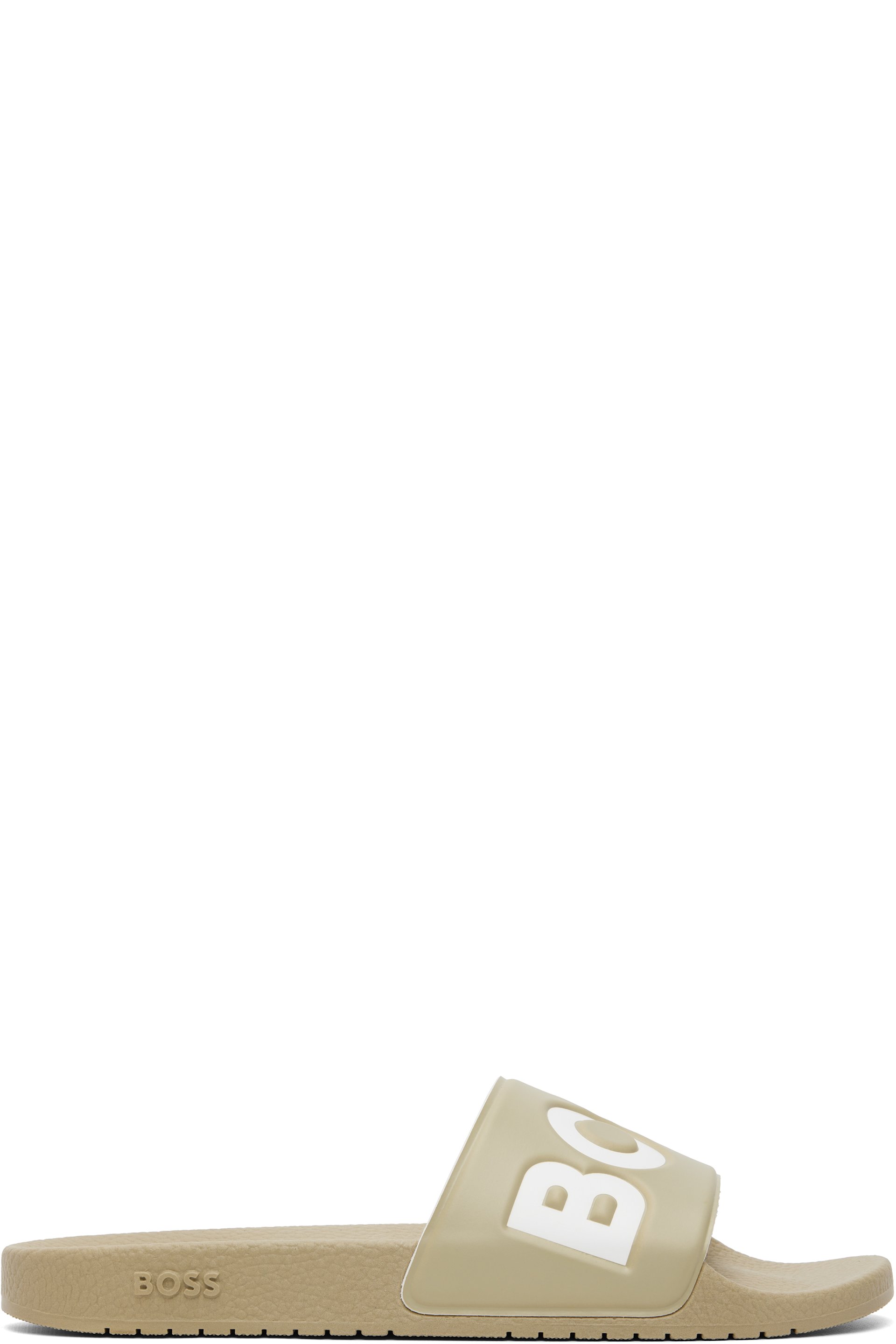 BOSS - Beige Italian-Made Large Logo Detail Slides