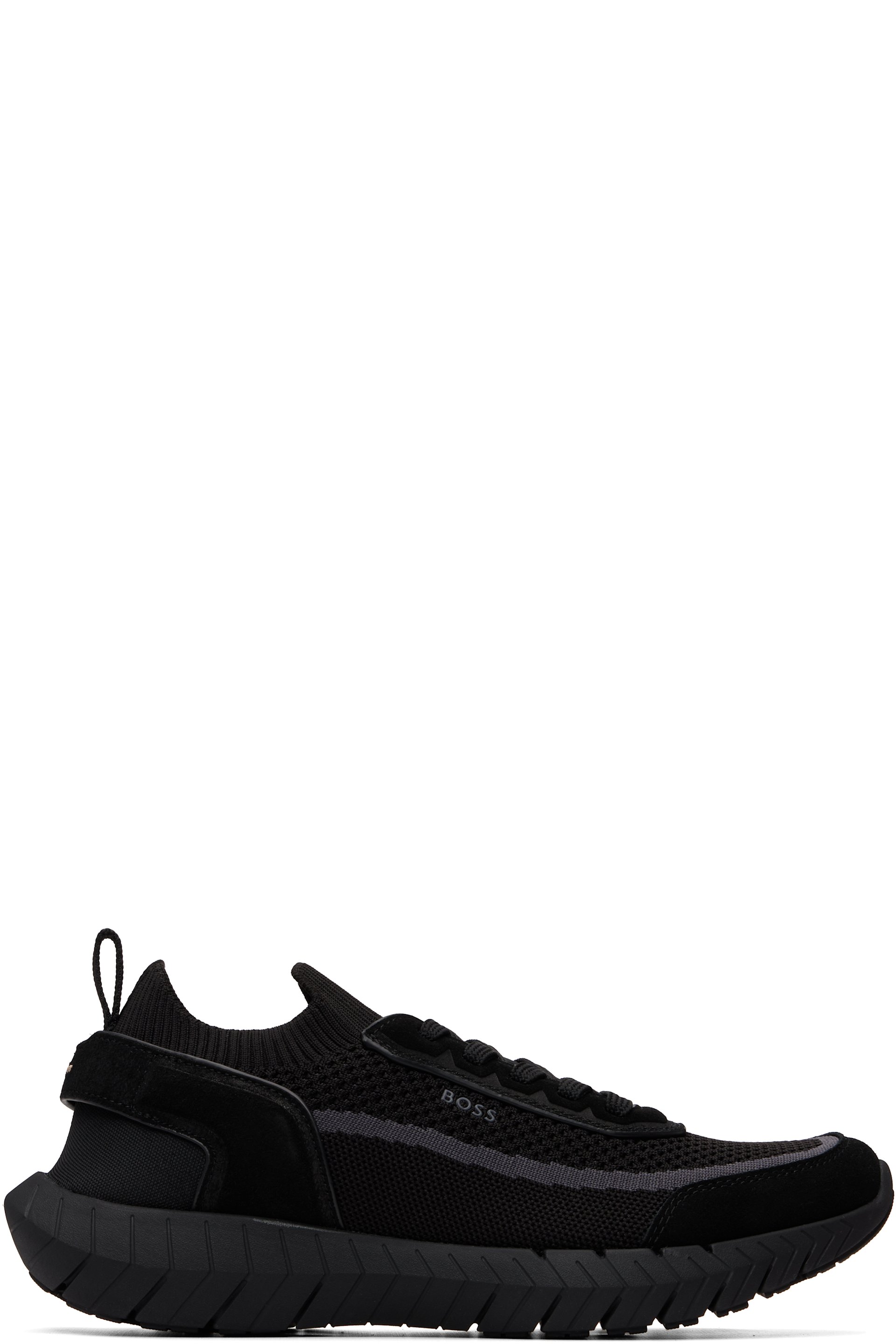BOSS - Black Suede Trims Sock Sneakers