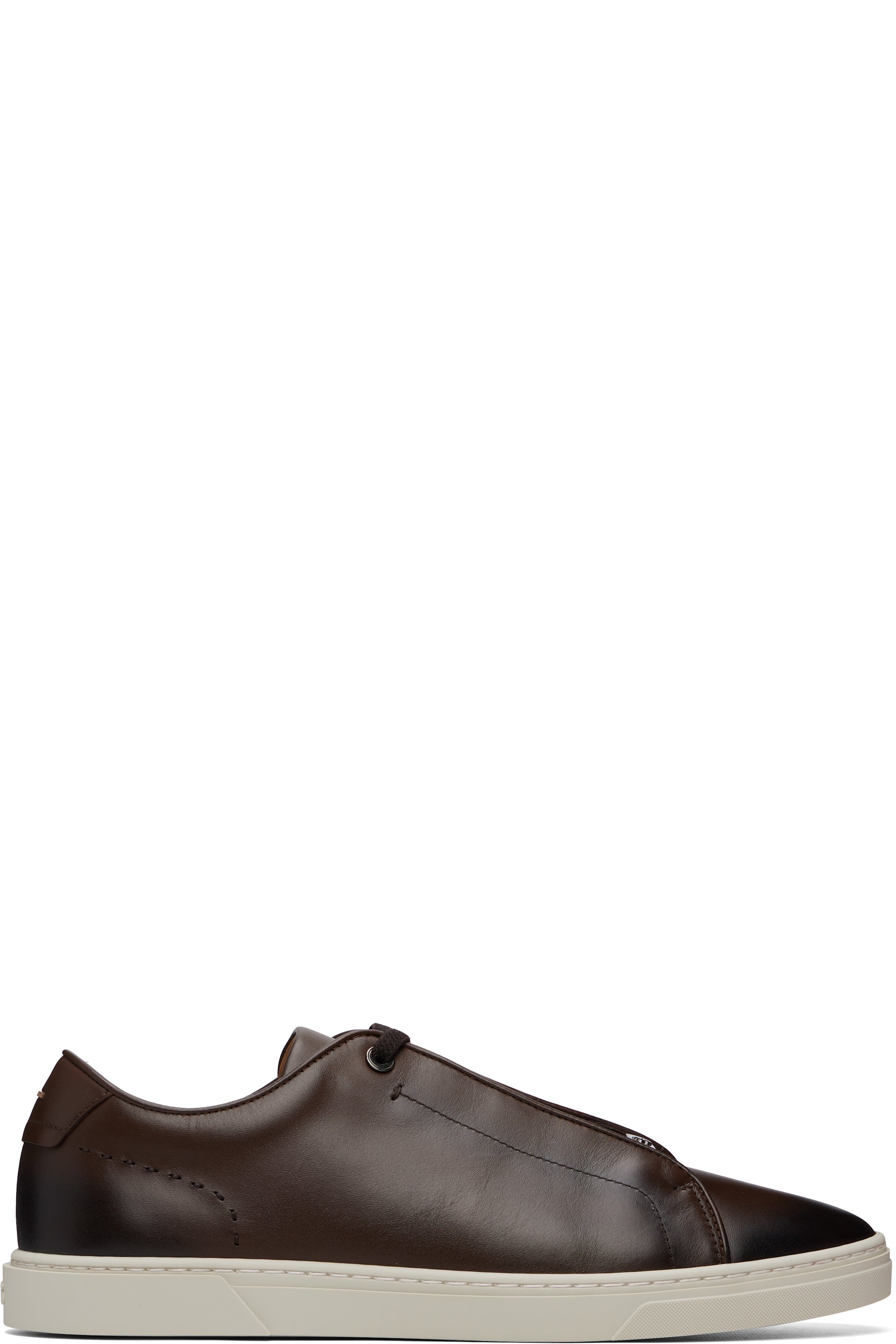 BOSS - Brown Gary Brushed Leather Sneakers