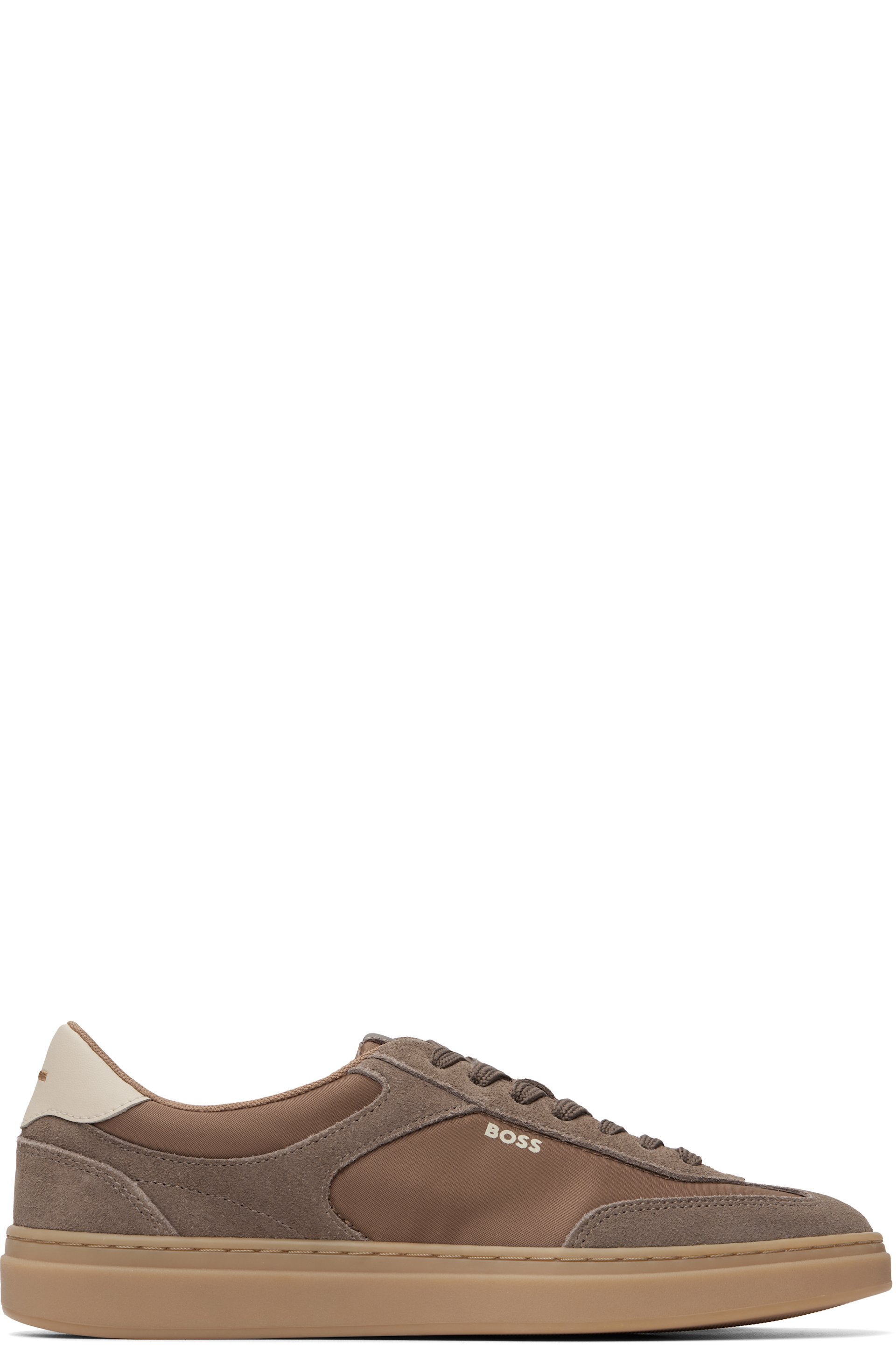 BOSS - Tan Suede Trims Lace-Up Sneakers