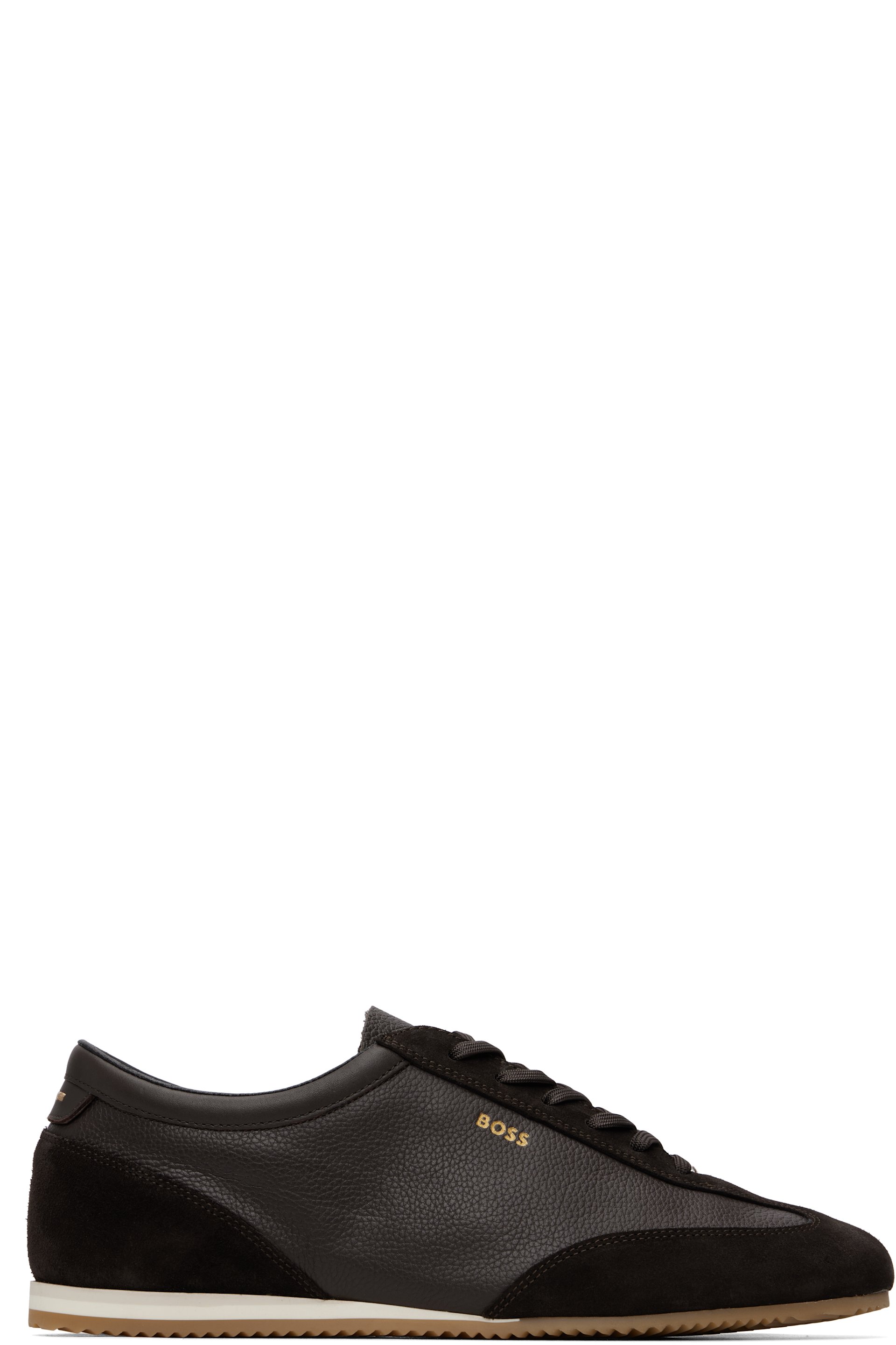 BOSS - Brown Suede Trrim Leather Sneakers
