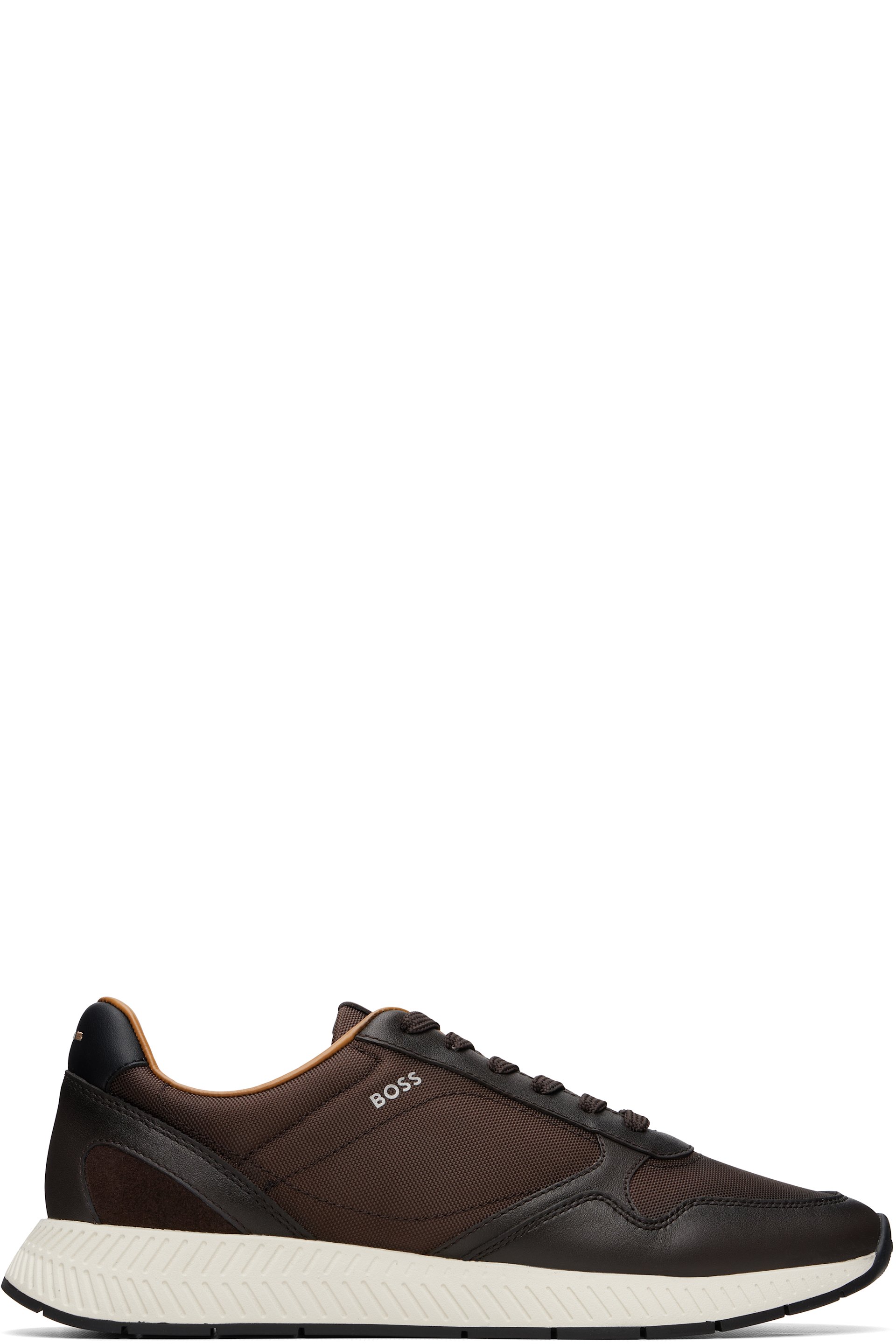 BOSS - Brown Leather & Canvas Sneakers