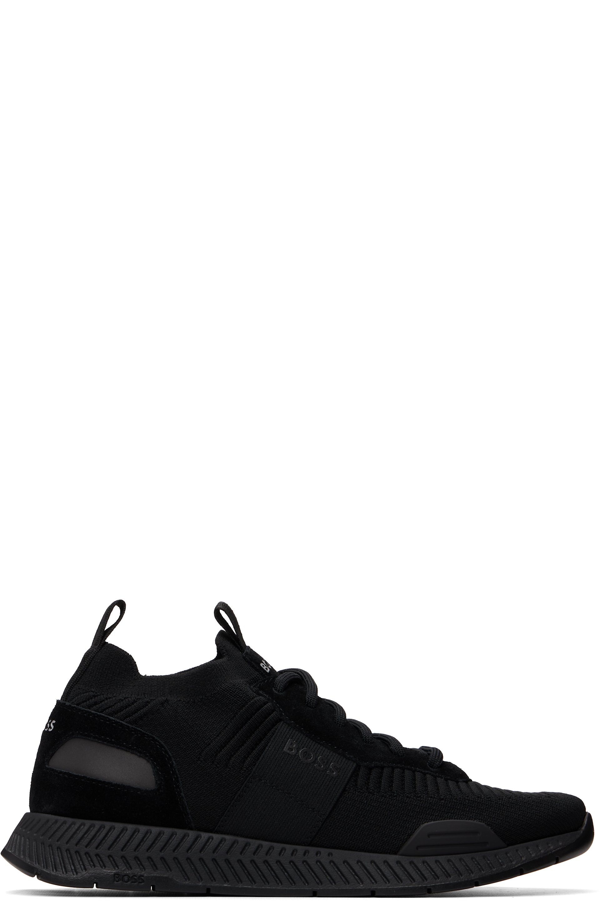 BOSS - Black Suede Trim Knitted Upper Sneakers