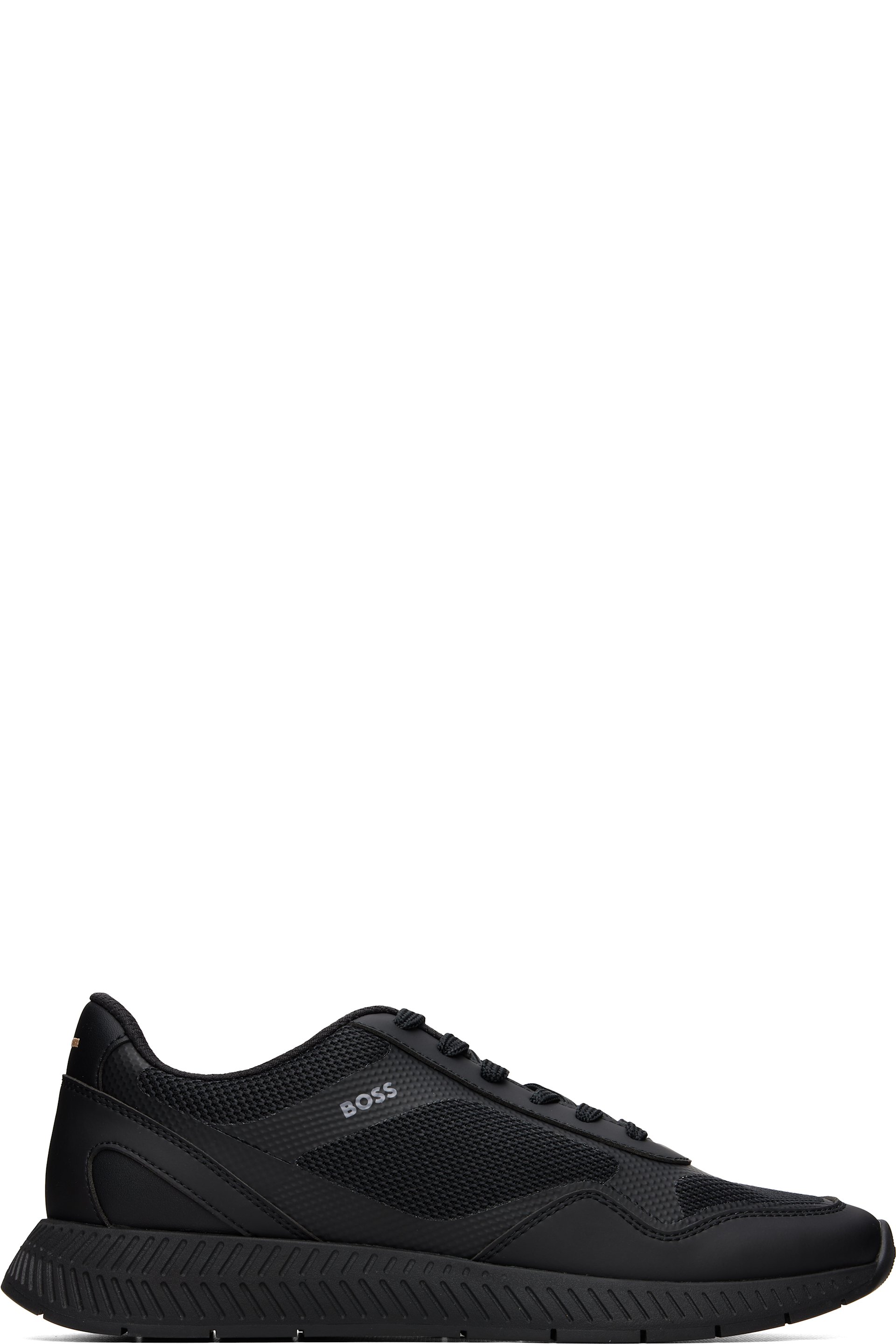 BOSS - Black Ribbed Sole Mesh Sneakers
