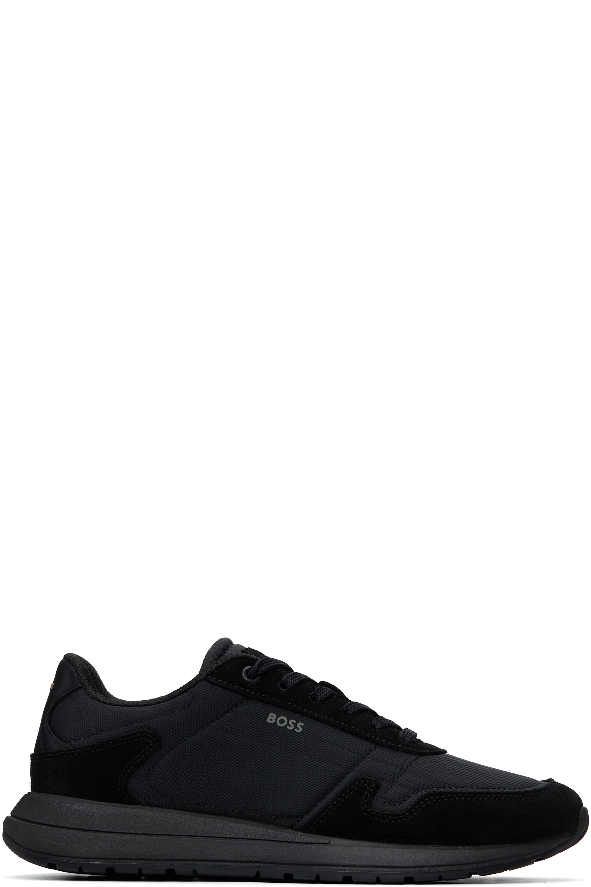 BOSS - Black Lightweight Fabric Suede Trim Sneakers