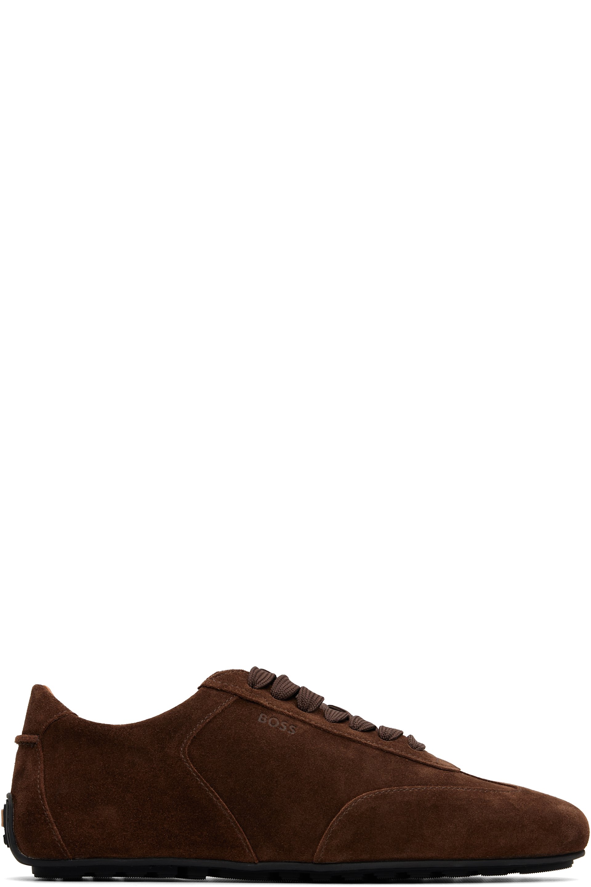 BOSS - Brown Suede Embossed Logo Sneakers