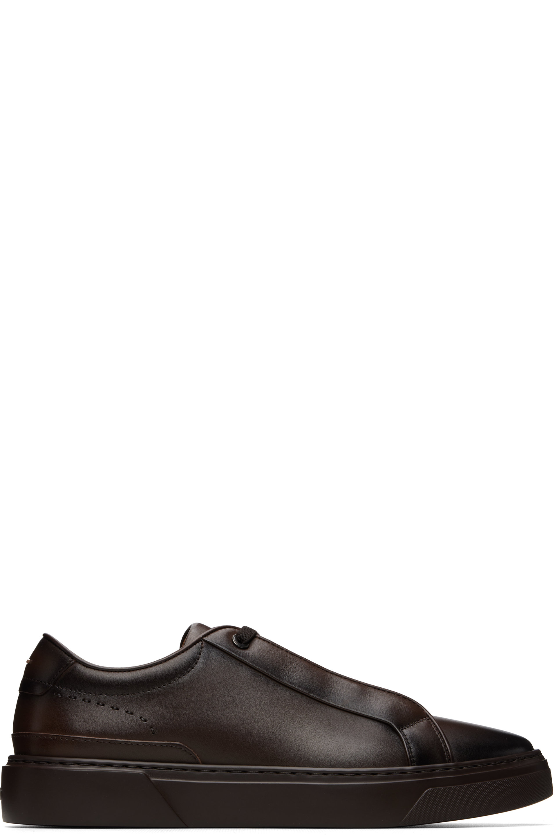 BOSS - Brown Rubber Trim Leather Sneakers