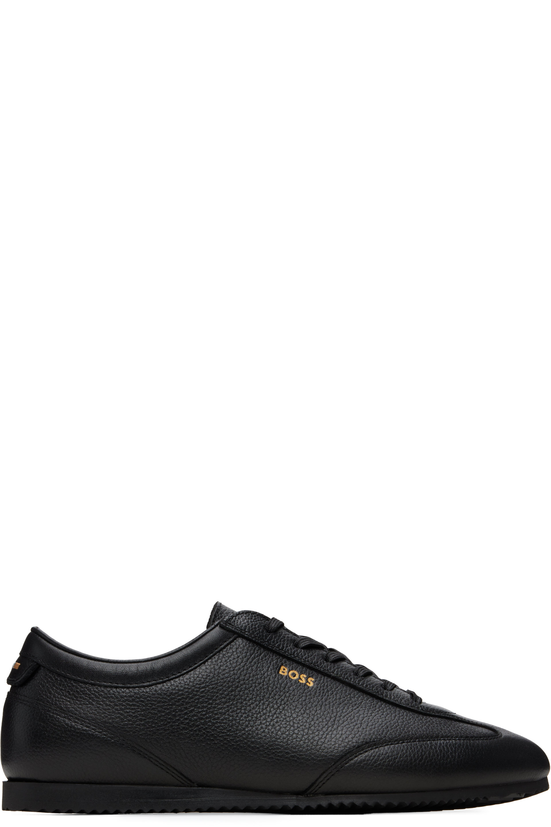 BOSS - Black Foil Logo Leather Sneakers