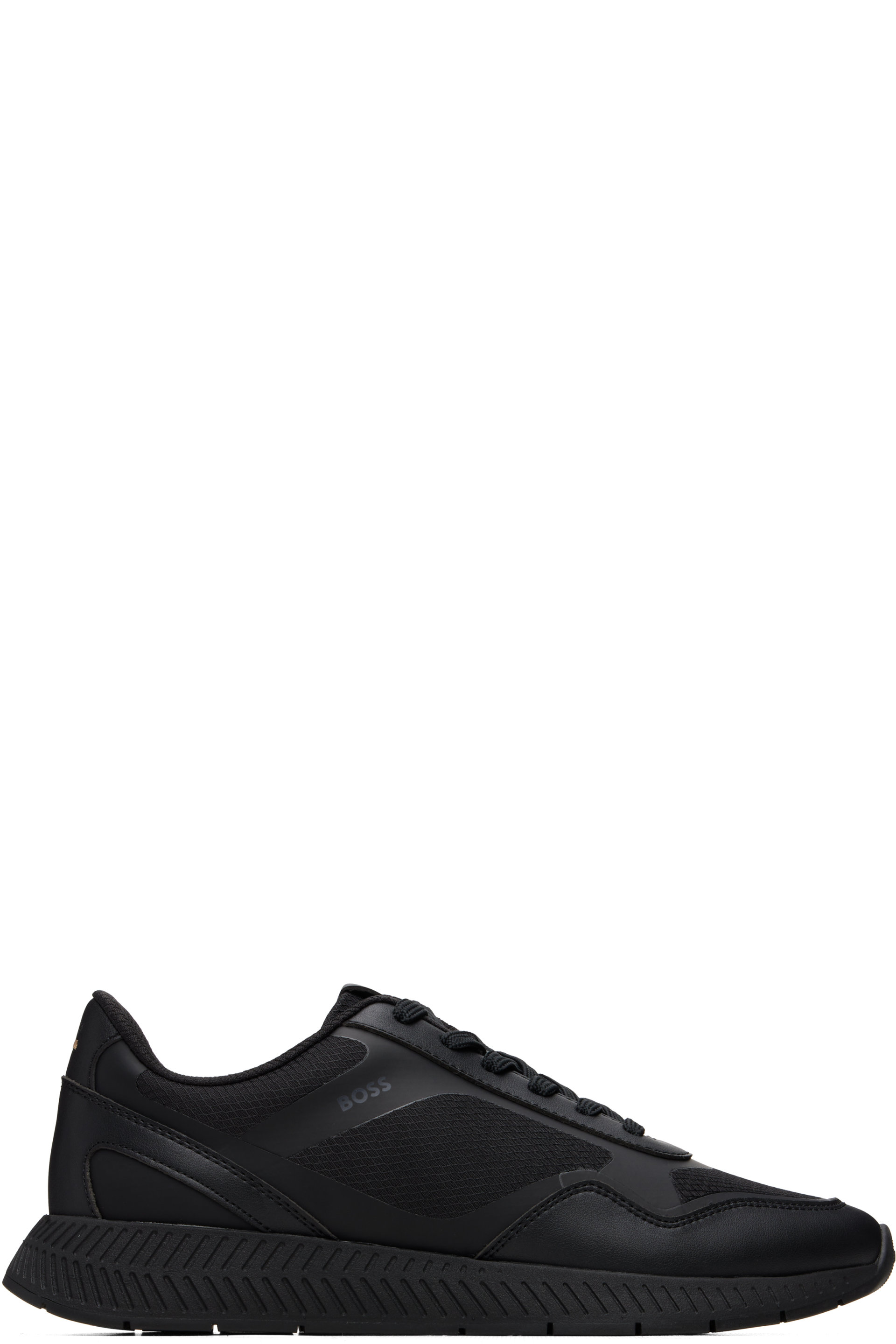 BOSS - Black Ripstop Faux-Leather Sneakers