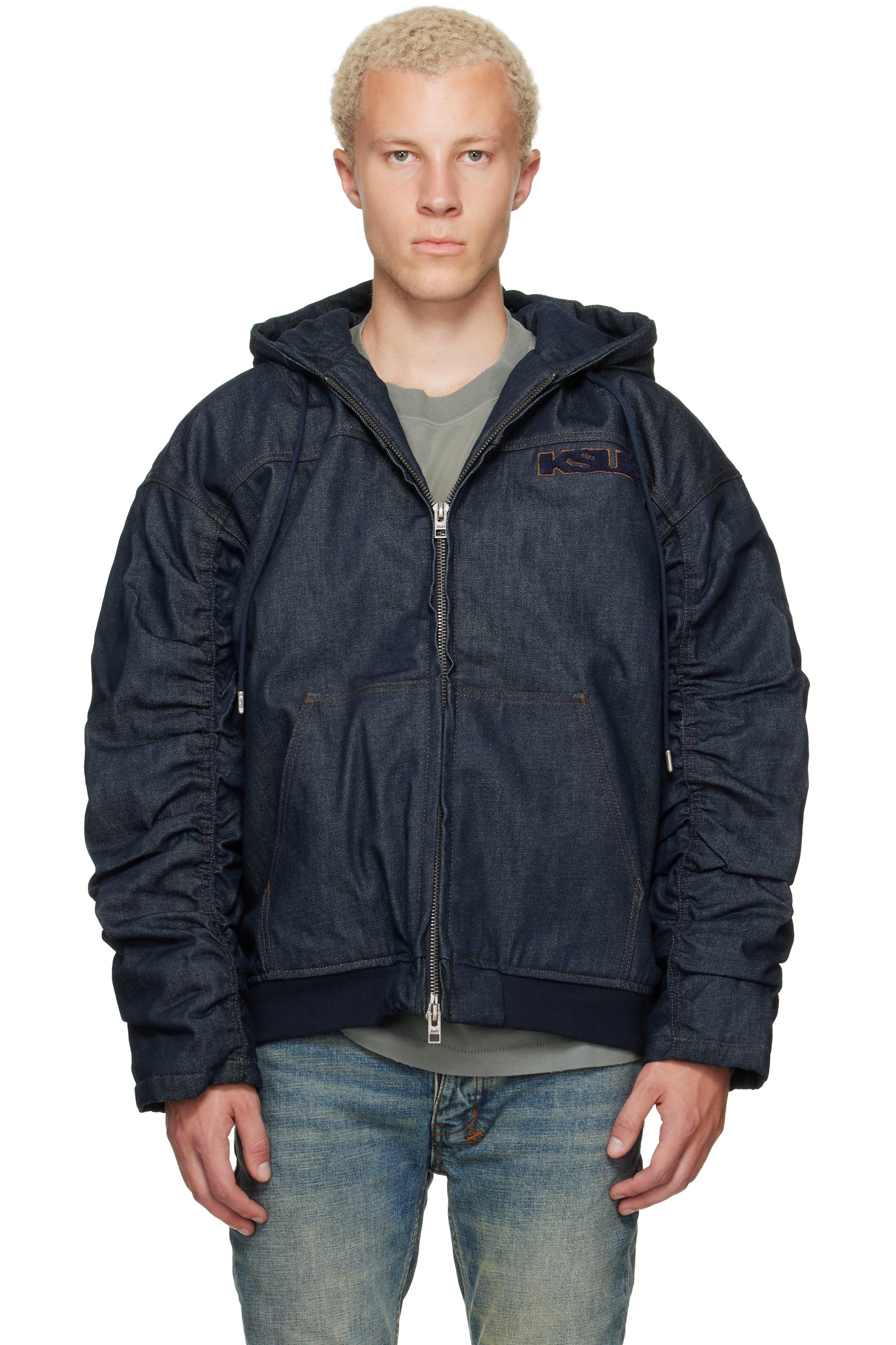 Ksubi - Blue Sott Slouchy Raw Denim Bomber Jacket