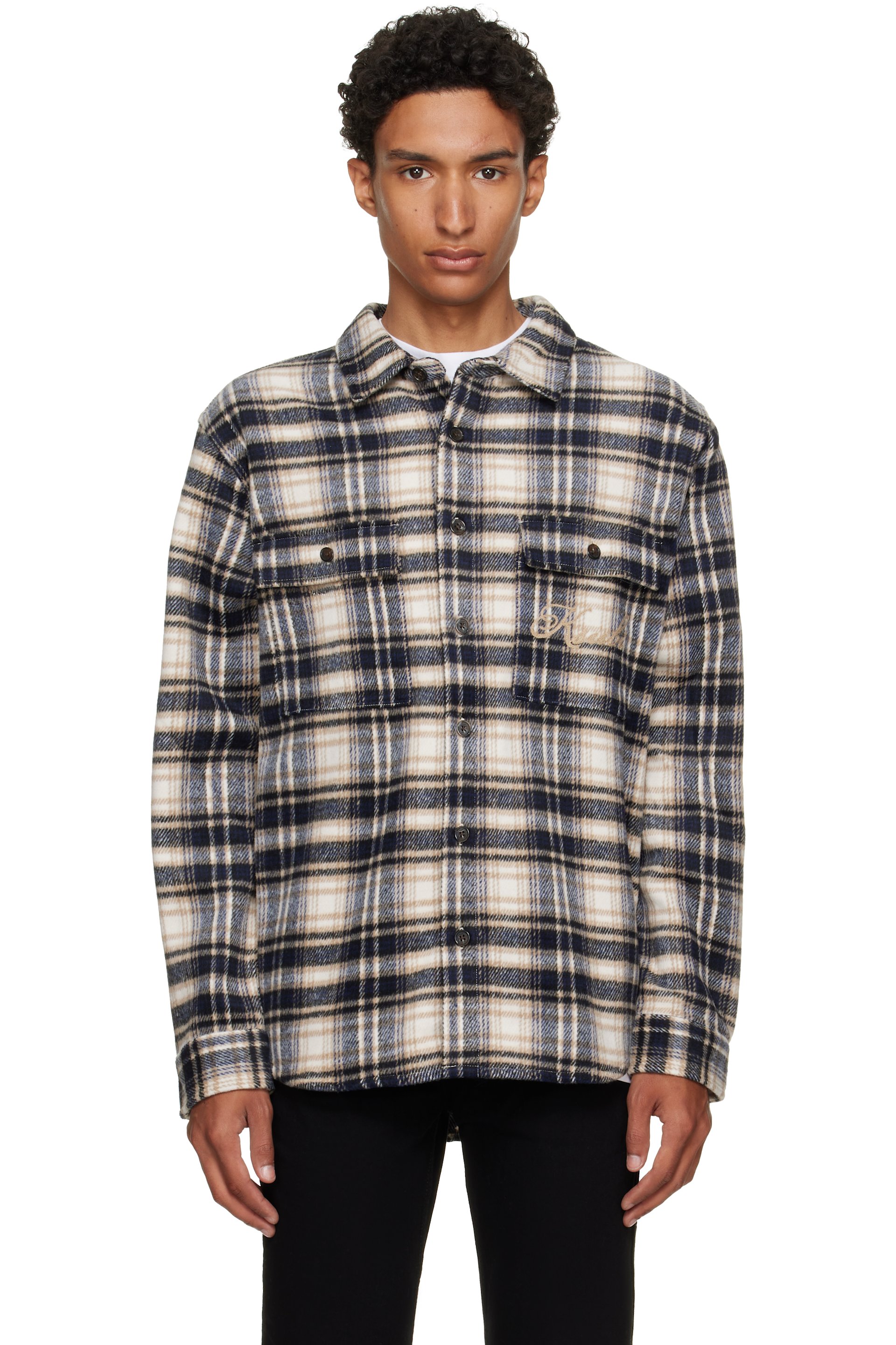 Ksubi - Navy & Off-White Signed Rosebowl L/S Shirt