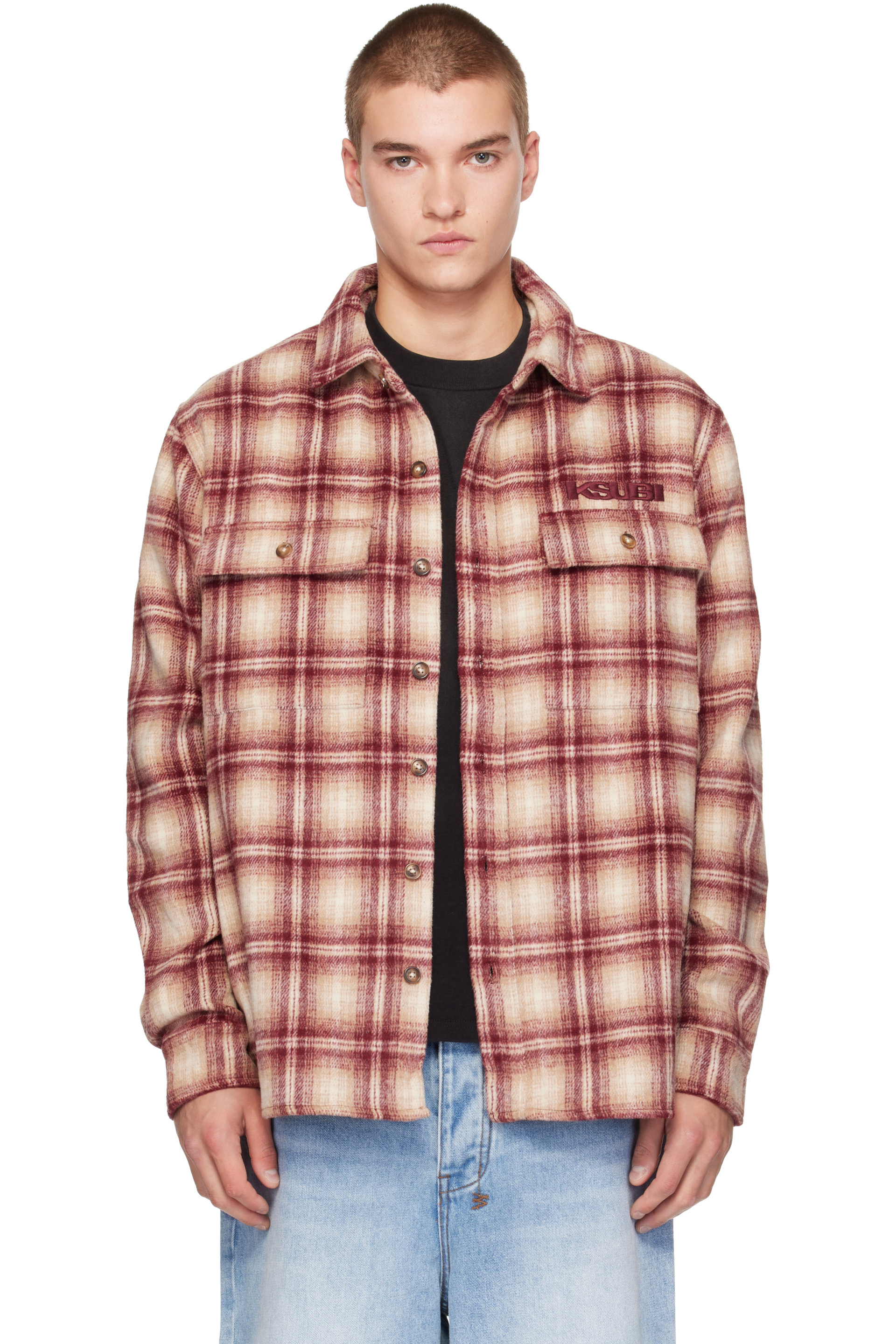 Ksubi - Red & Beige Sott Rosebowl LS Shirt