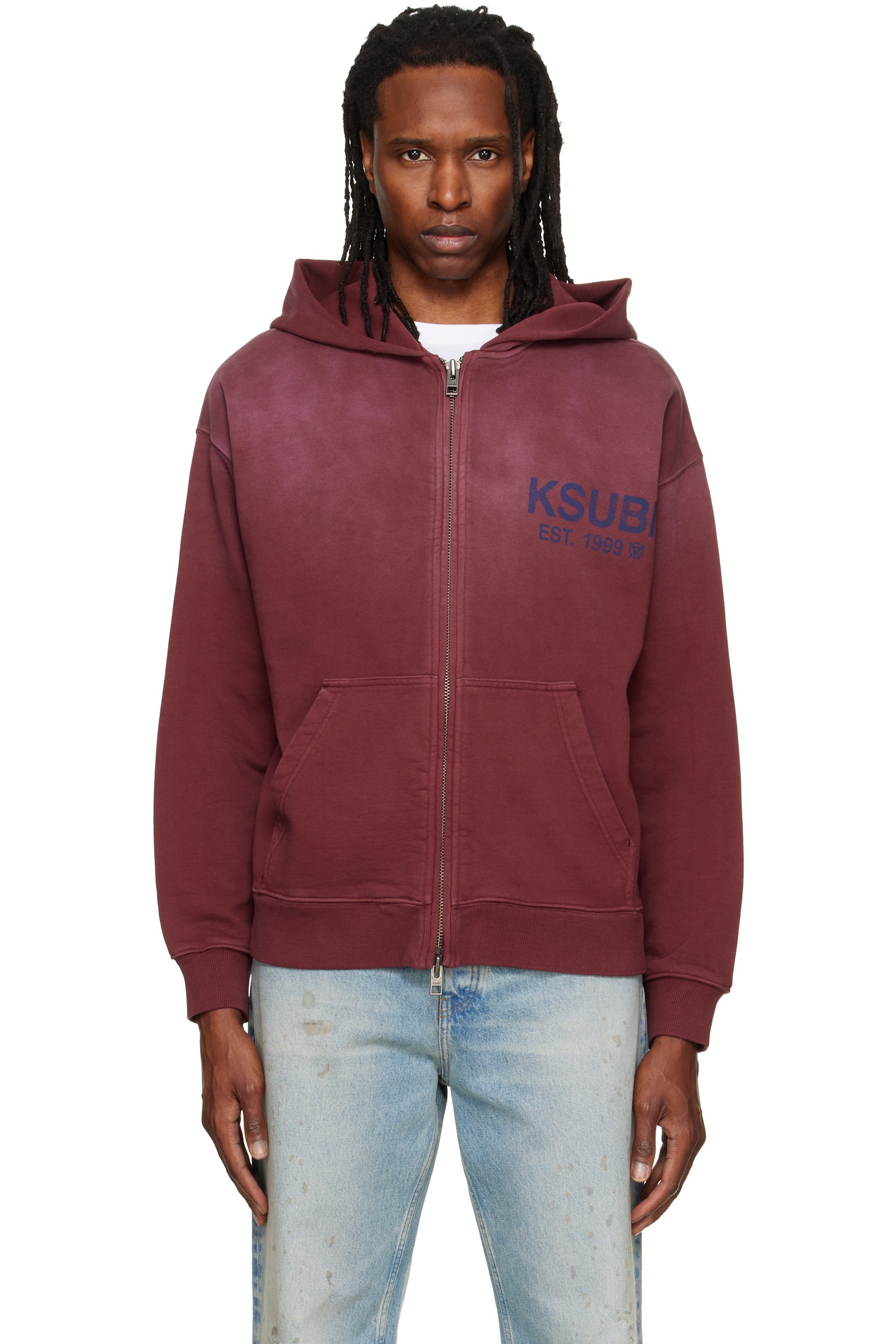 Ksubi - Burgundy Ekcess Zip Hoodie
