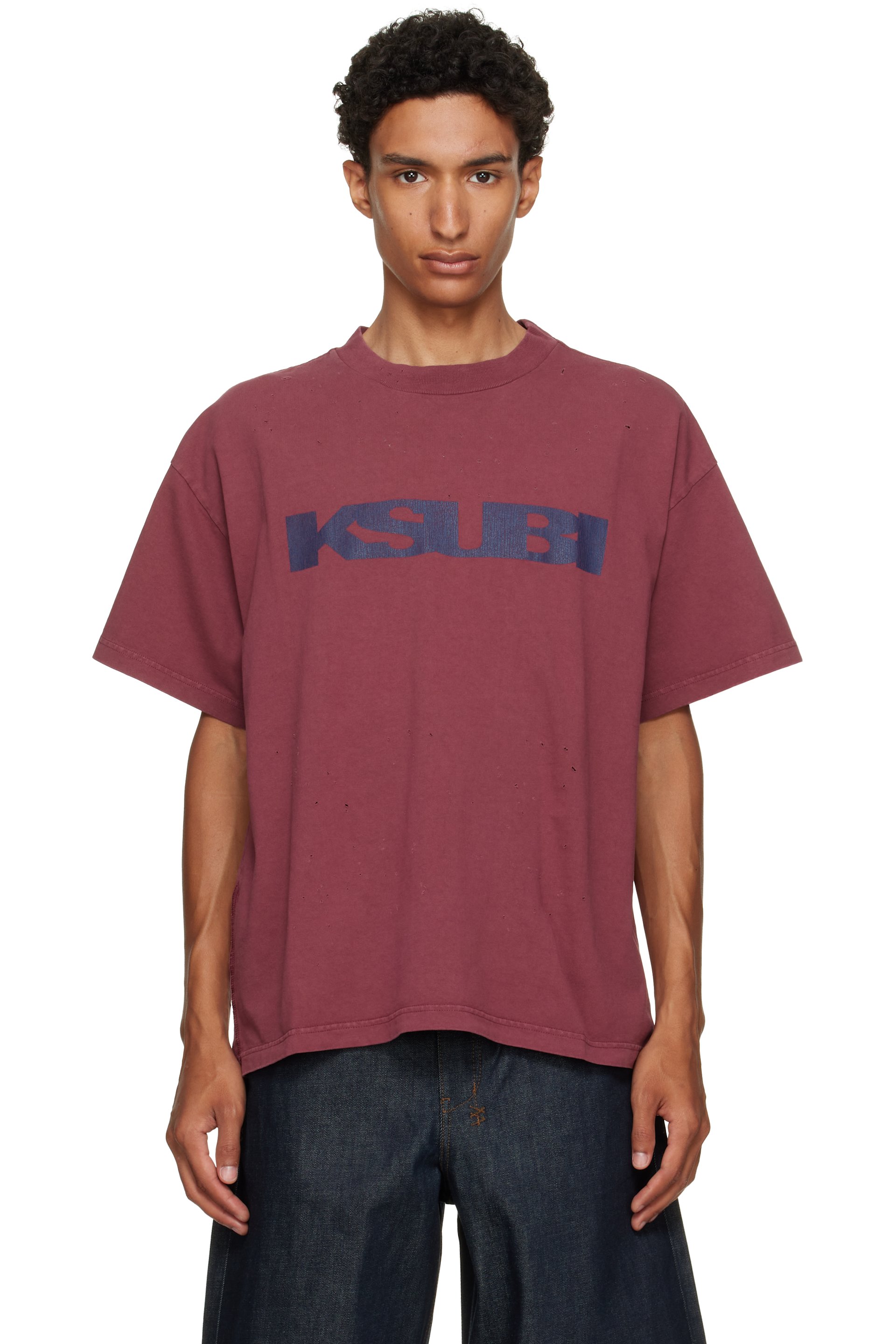 Ksubi - Burgundy Blasted Ekcess S/S T-shirt