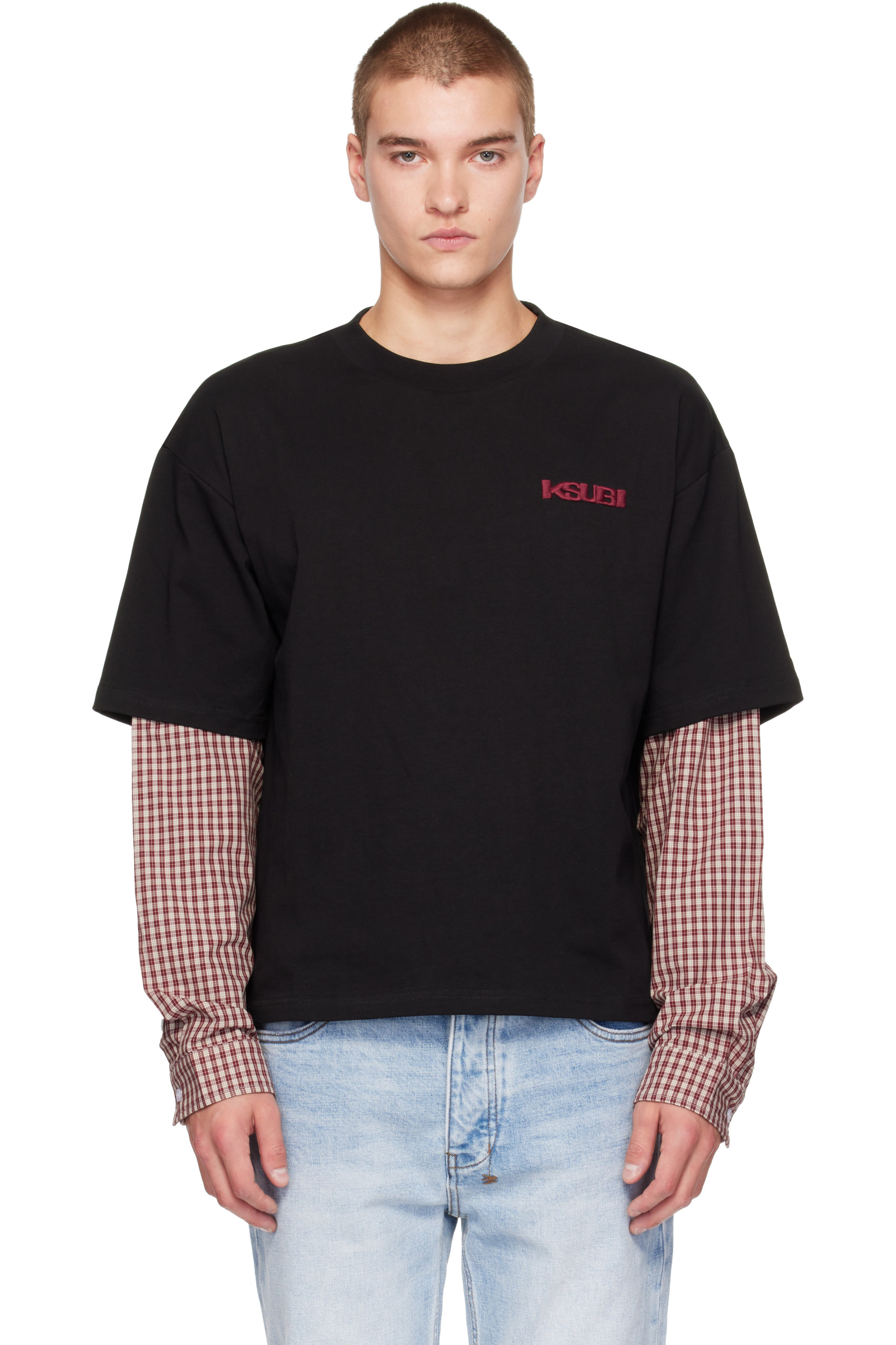 Ksubi - Black & Red Kaliba Halen L/S Layered T-shirt