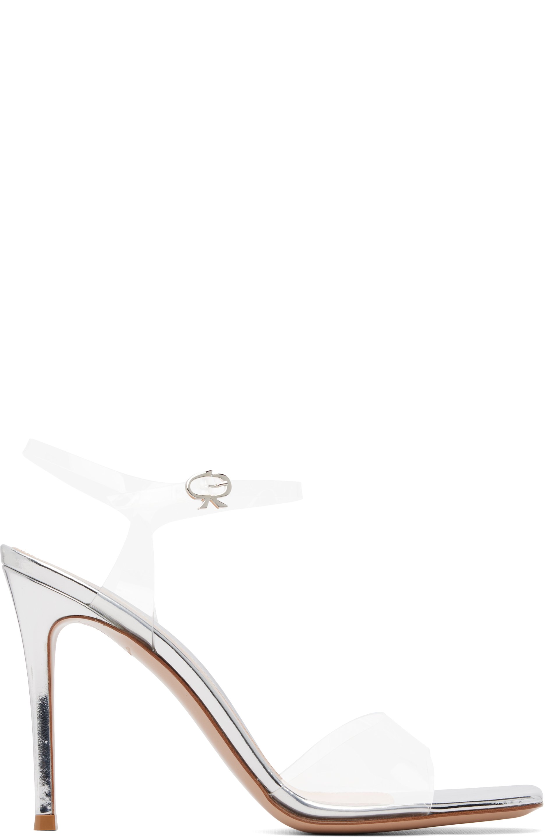 Gianvito Rossi - Transparent & Silver Cher Heeled Sandals