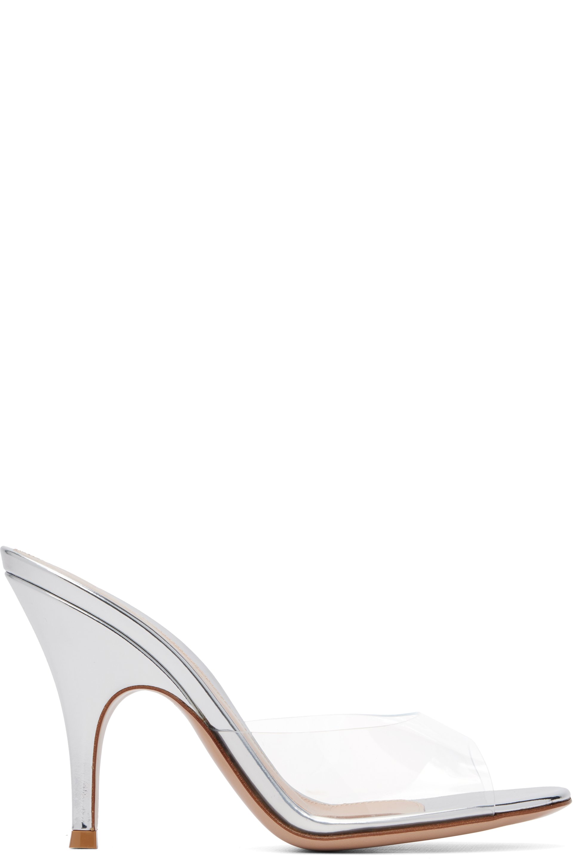 Gianvito Rossi - Sandales à talon de style mule Sofia 95 argentées