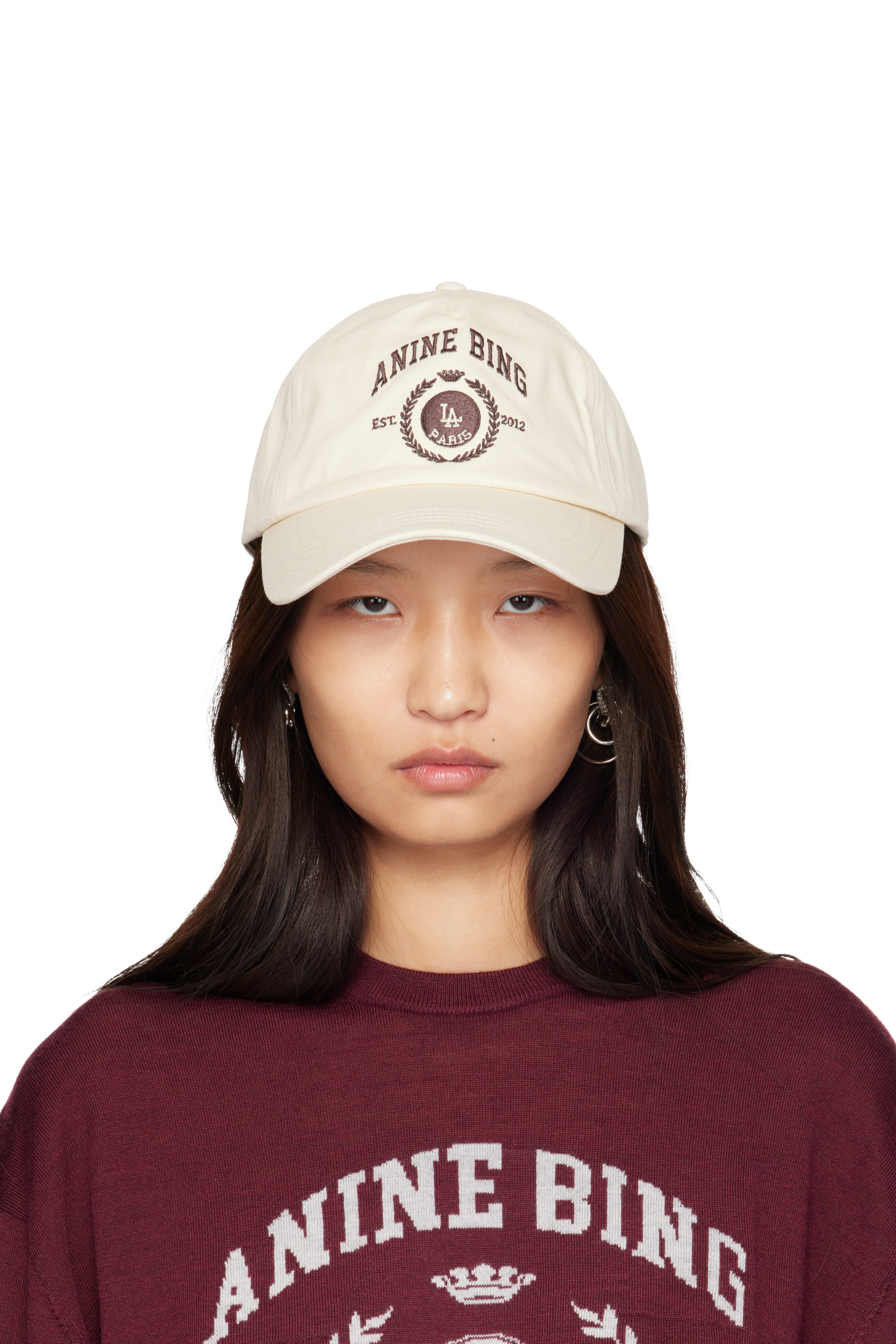 ANINE BING - Off-White Jeremy Collegiate Baseball Cap