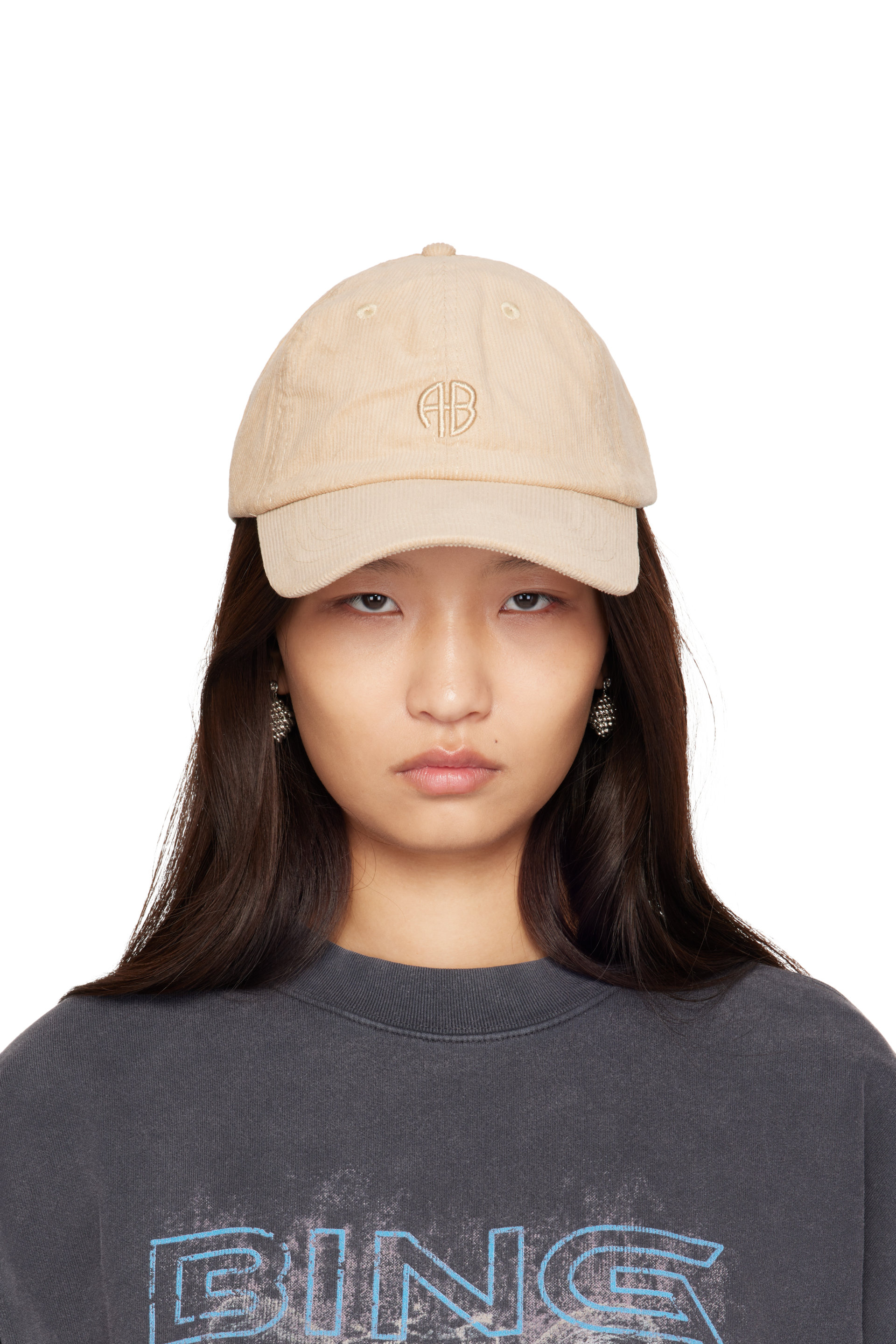 ANINE BING - Beige Jeremy 'AB' Corduroy Baseball Cap