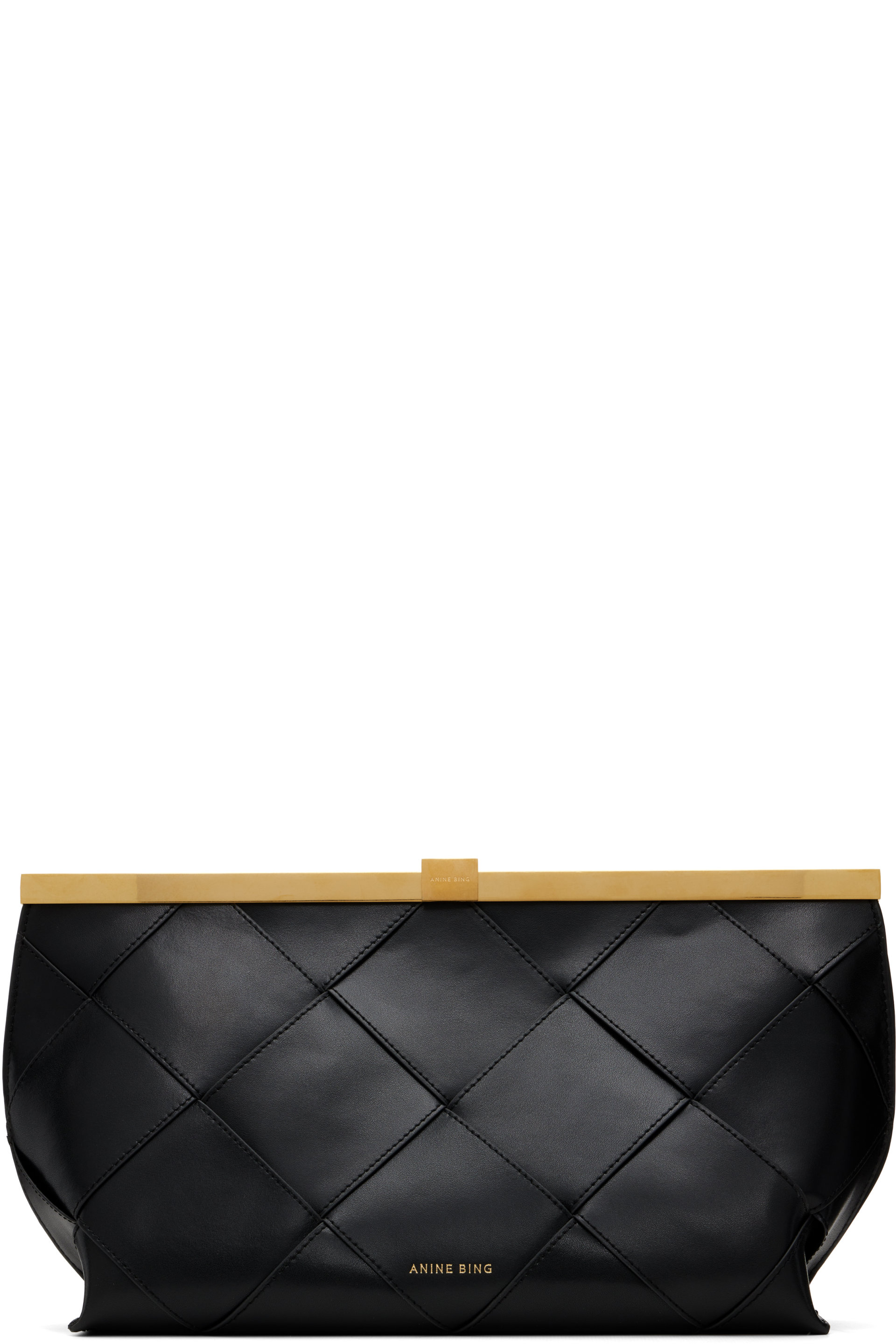 ANINE BING - Black Anine Braided Leather Clutch