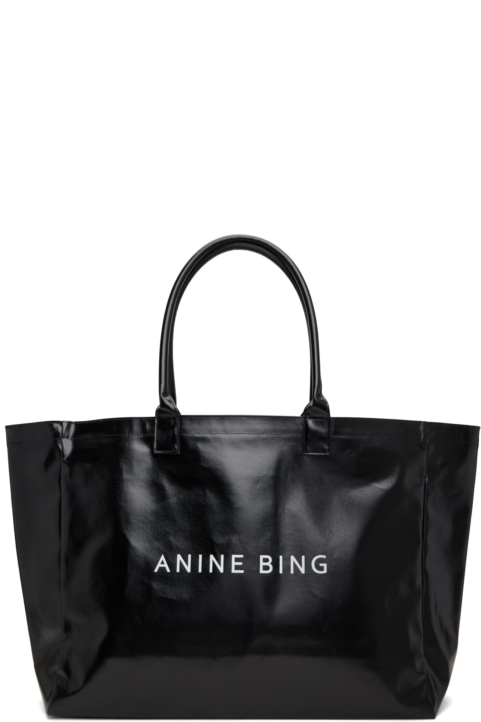 ANINE BING - 黑色 Leo Coated Canvas 托特包