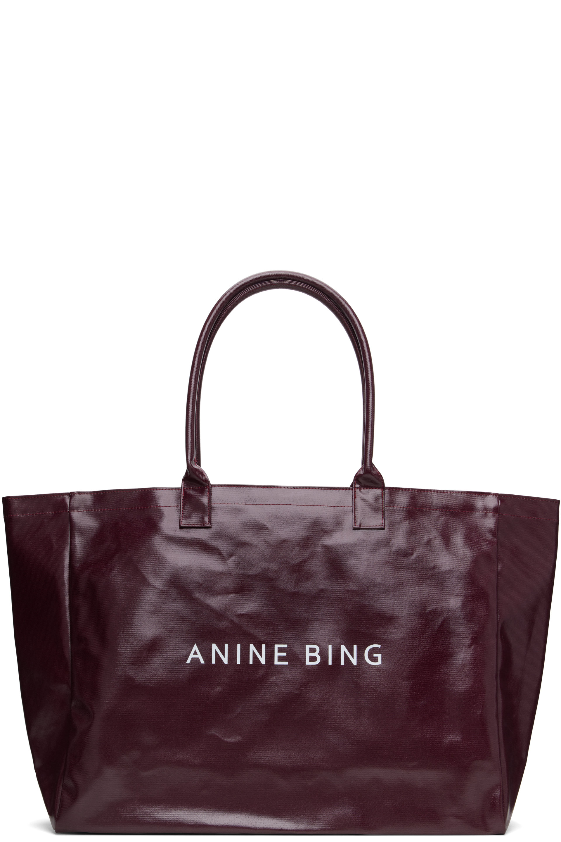 ANINE BING - Burgundy Leo Coated Canvas Tote