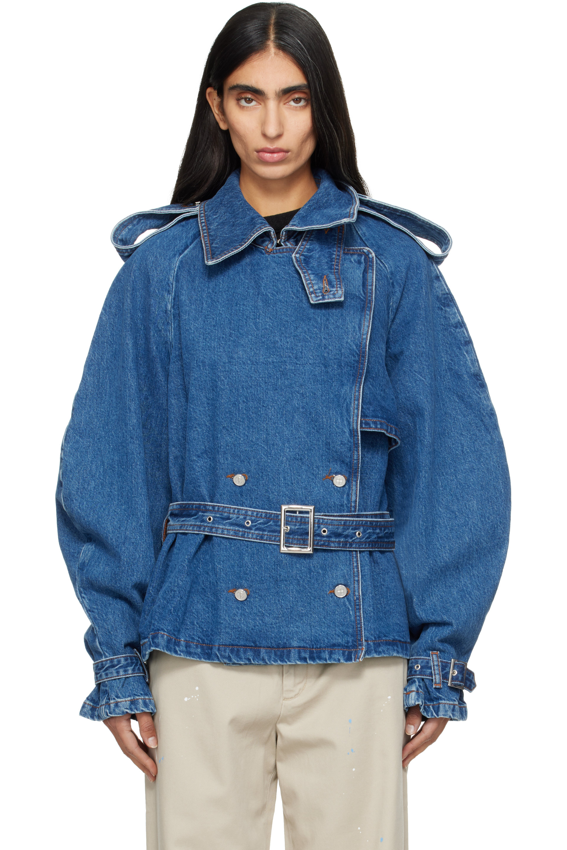 ANINE BING - Blue Pascale Denim Trench Jacket