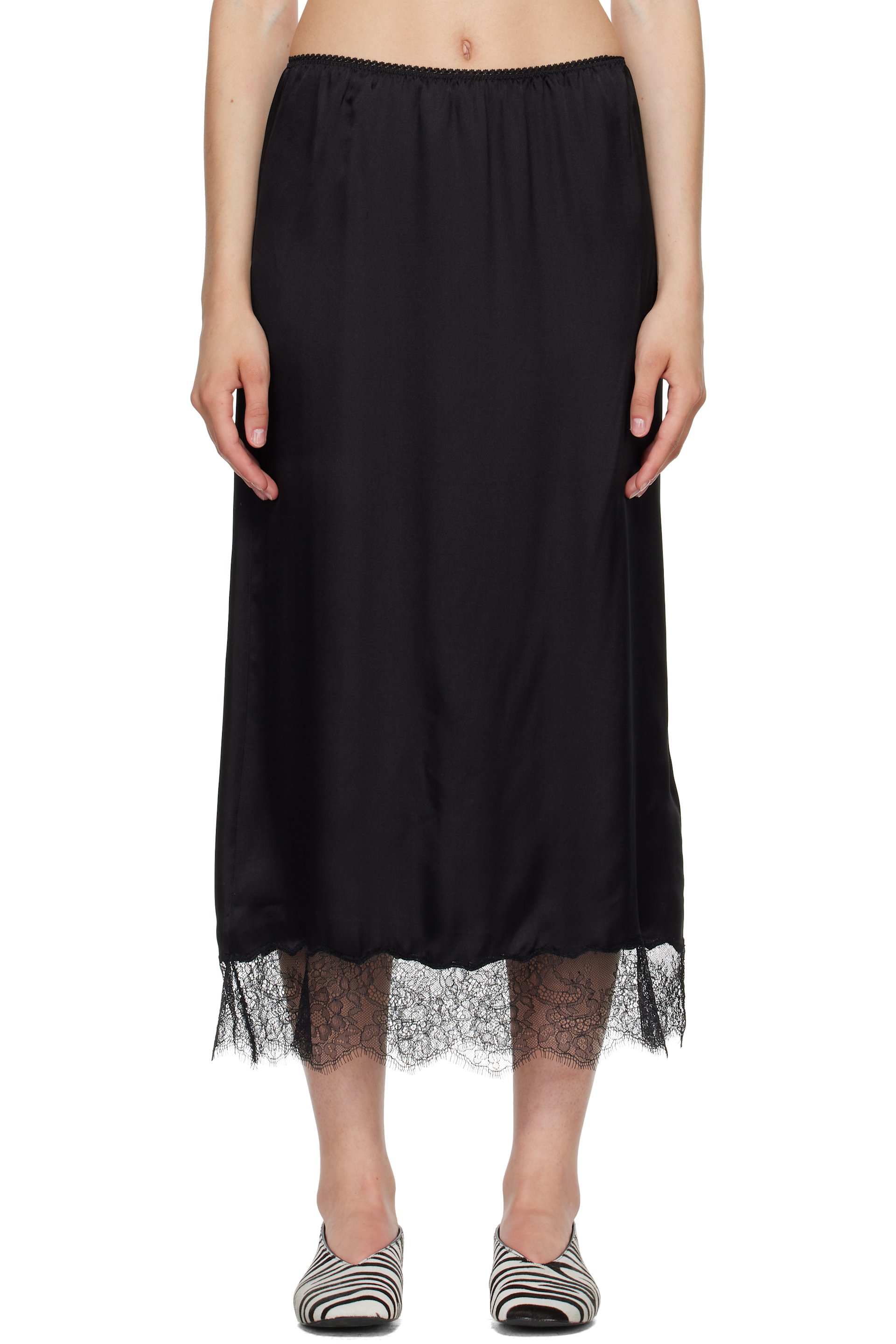 ANINE BING - Jupe midi Shelby noire
