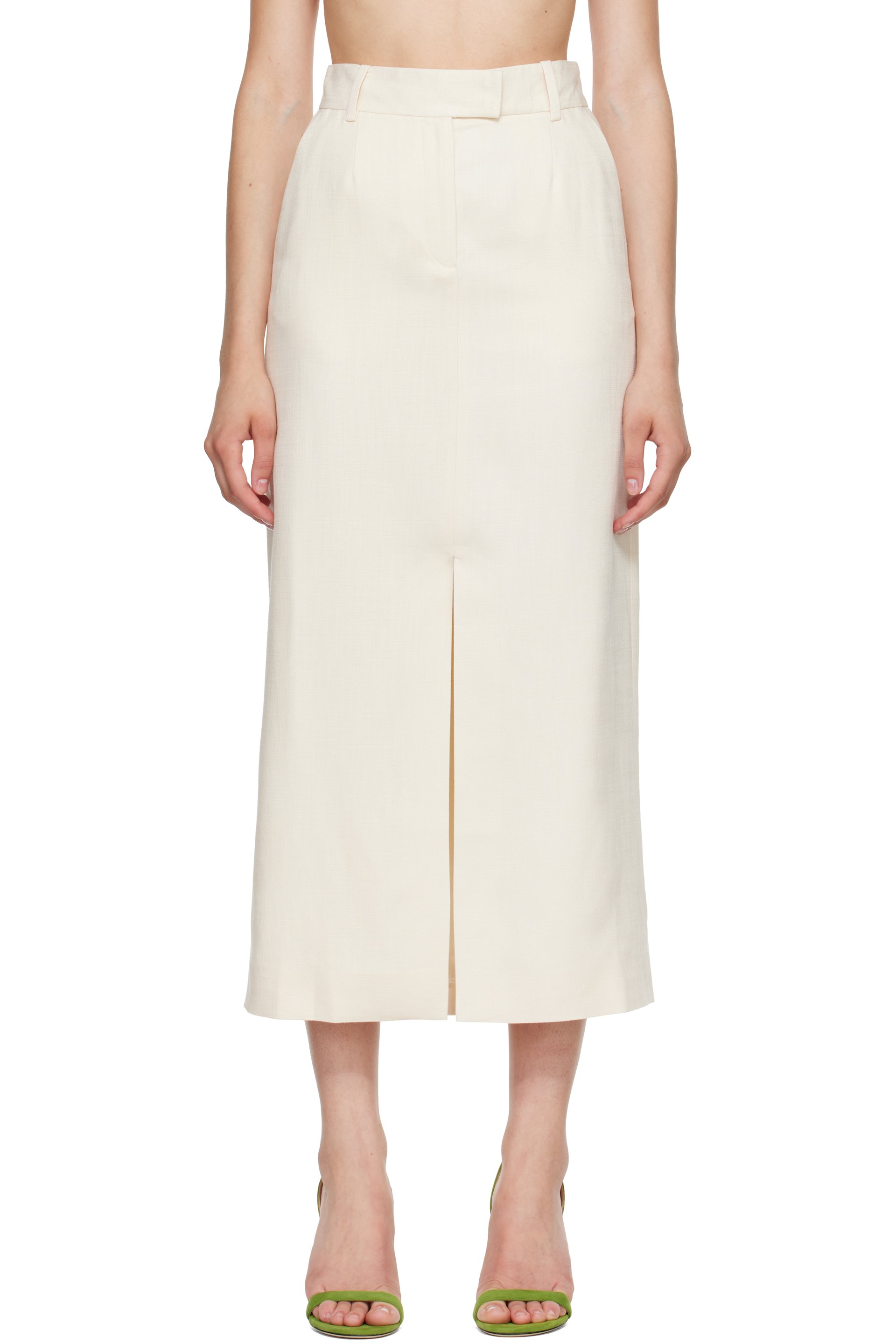 ANINE BING - Jupe midi Meredith blanc cassé