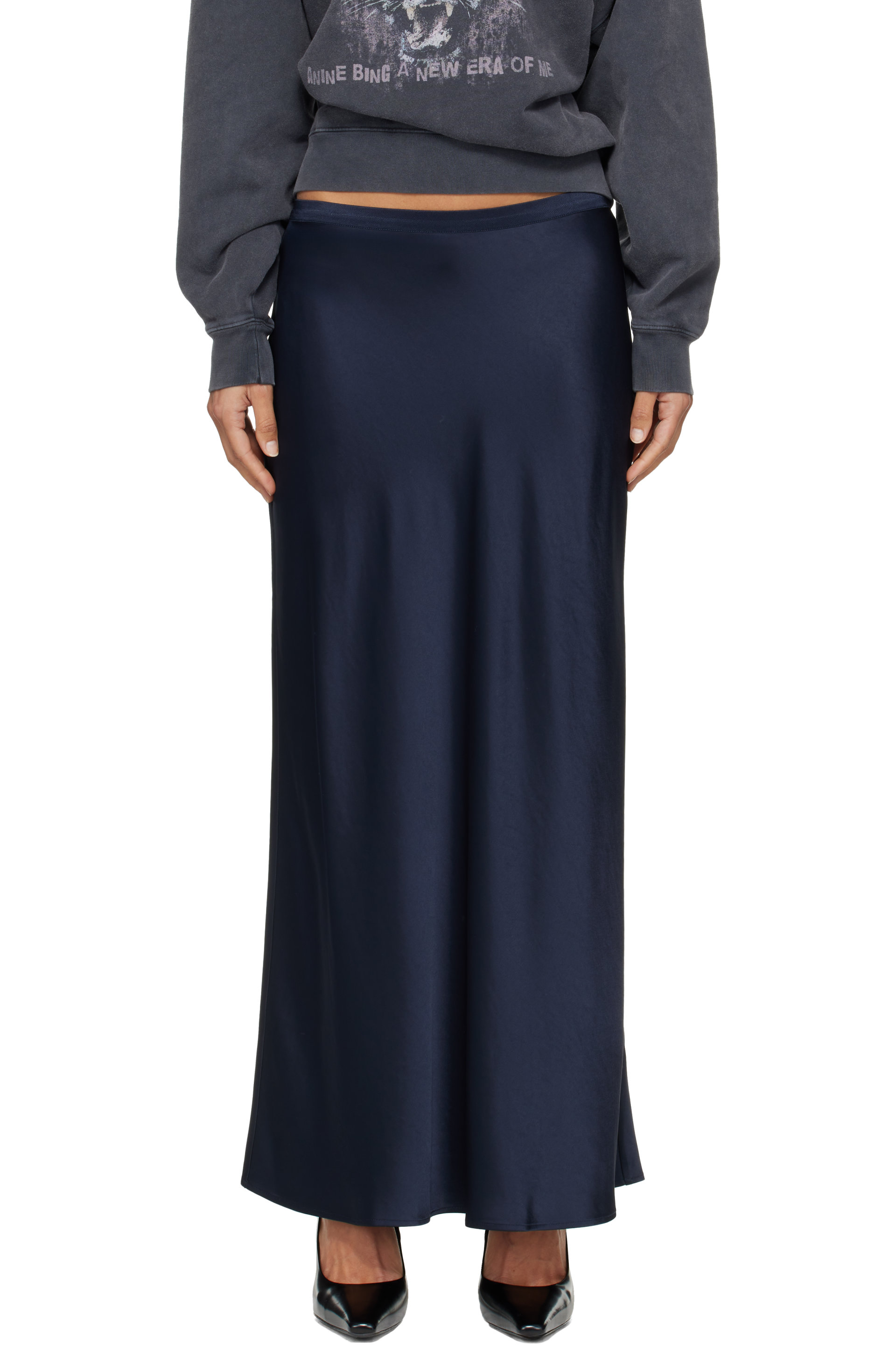 ANINE BING - Navy Bar Maxi Skirt