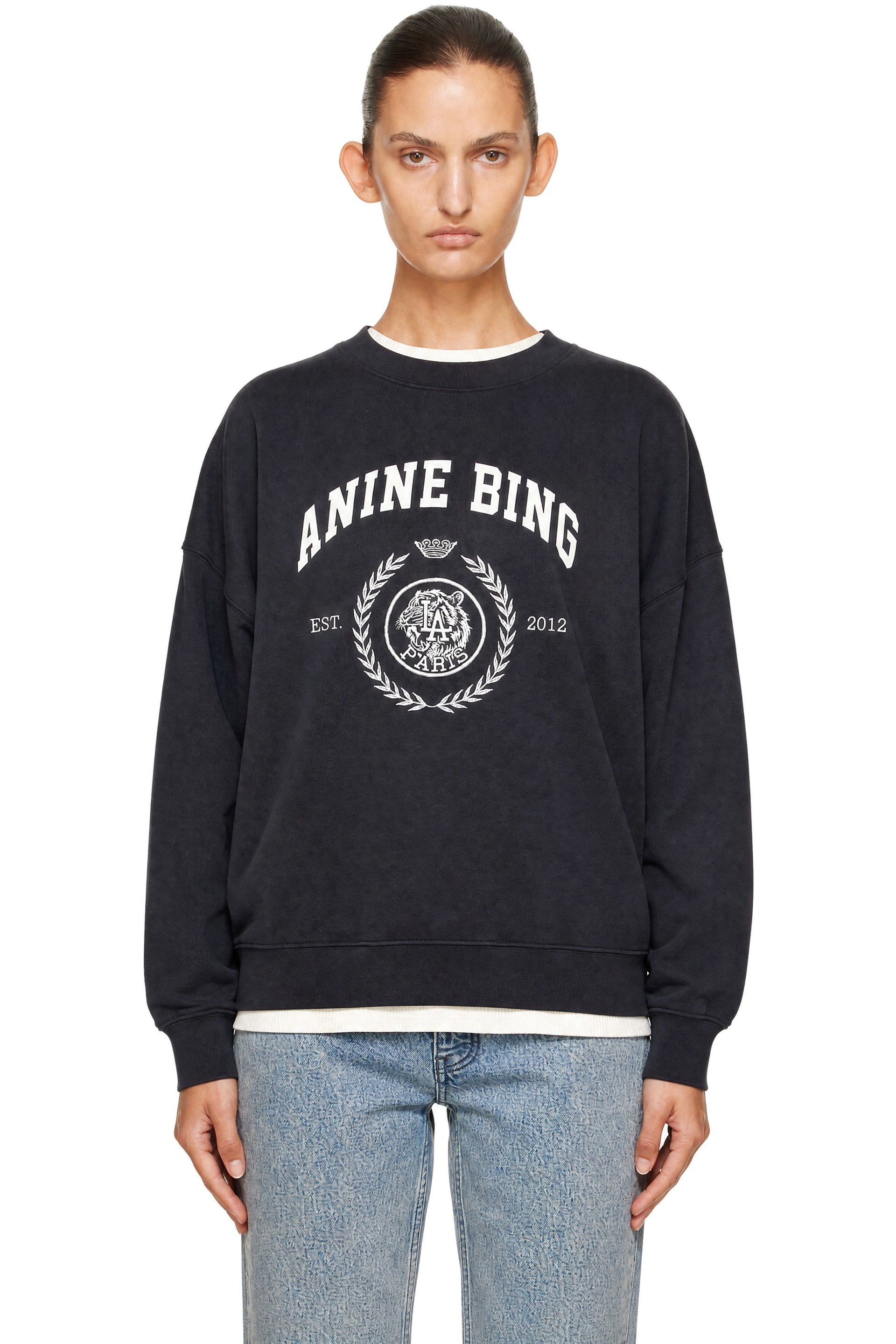ANINE BING - ブラック Miles Collegiate スウェットシャツ