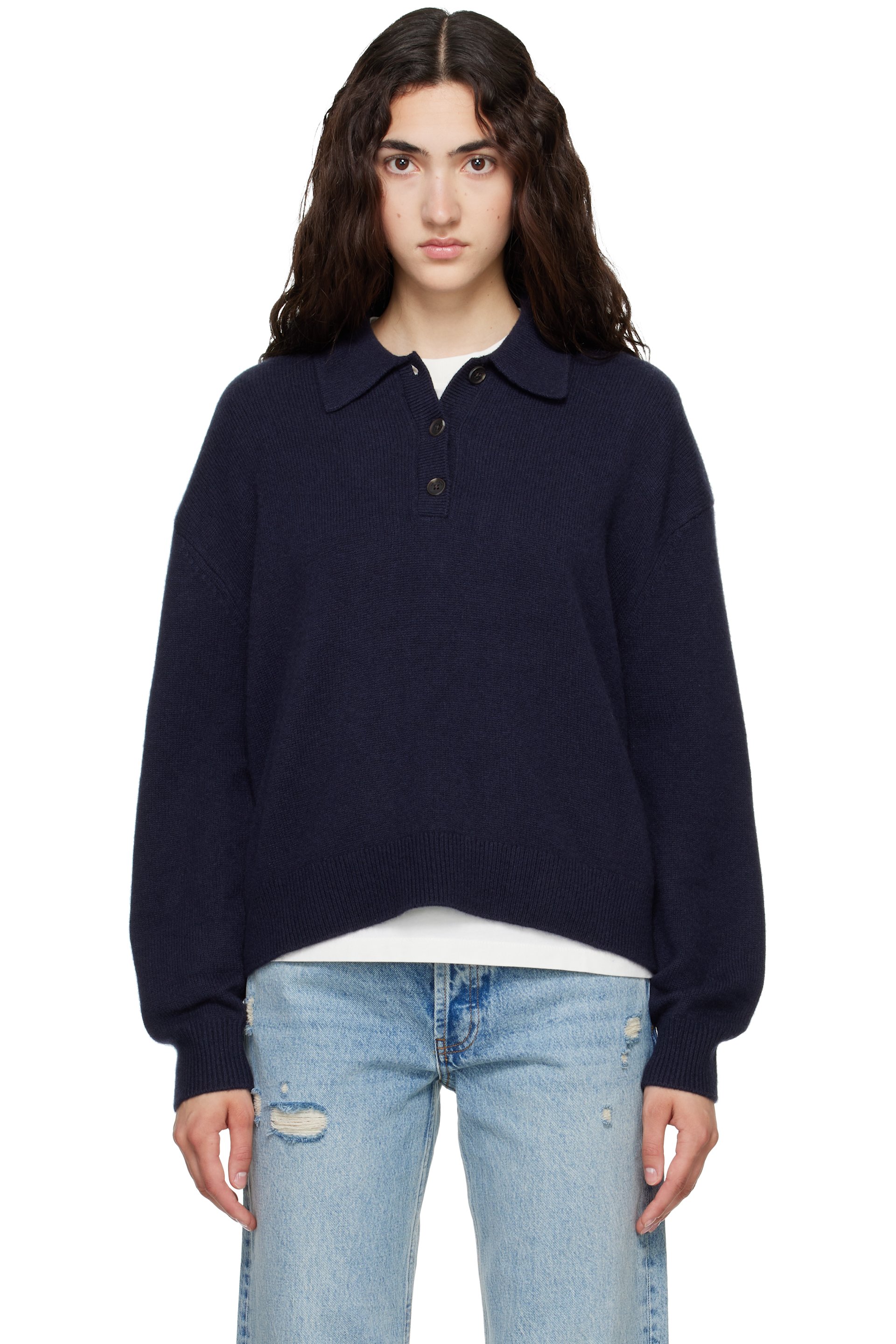 ANINE BING - Navy Lee Polo
