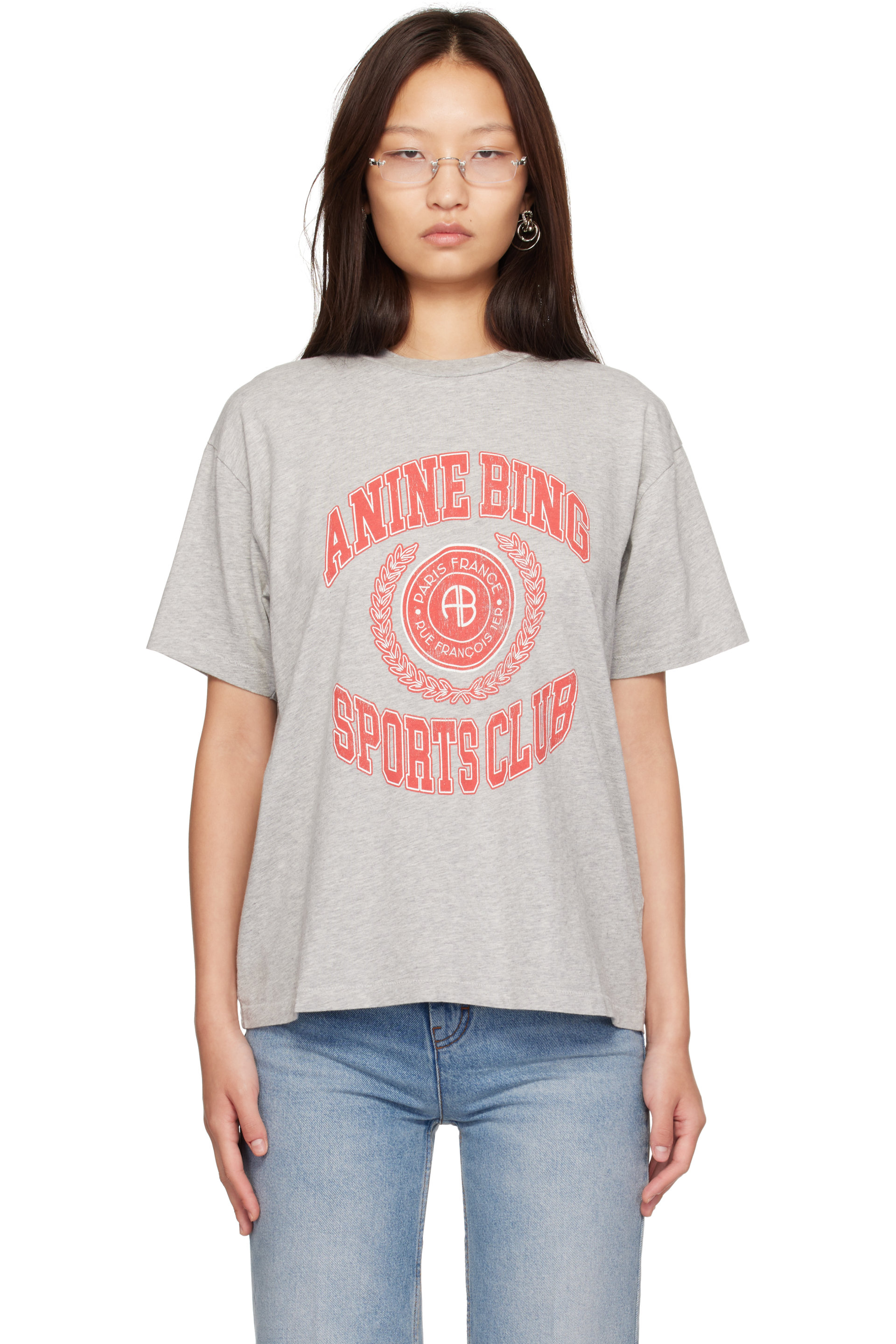 ANINE BING - Gray Cade Collegiate T-shirt