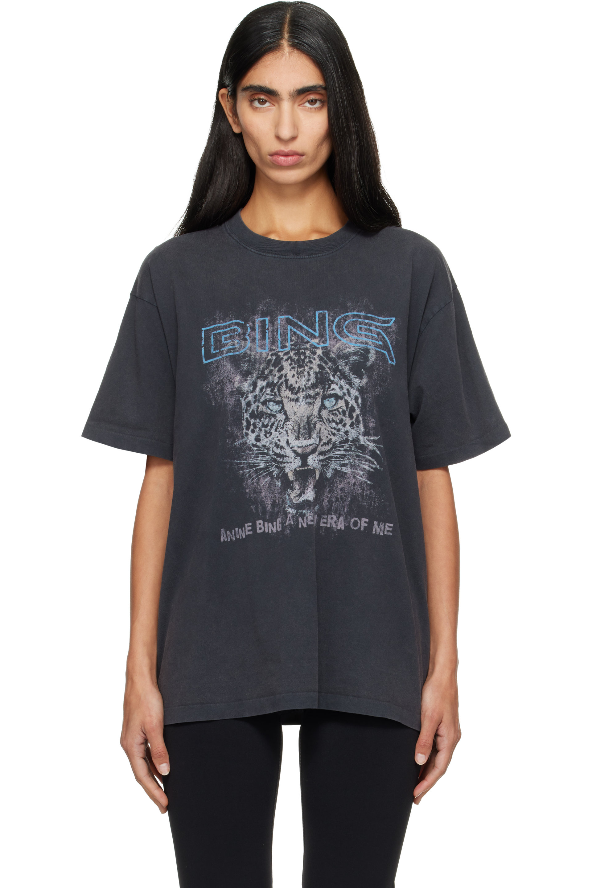 ANINE BING - Black Leo Muse Cade T-shirt