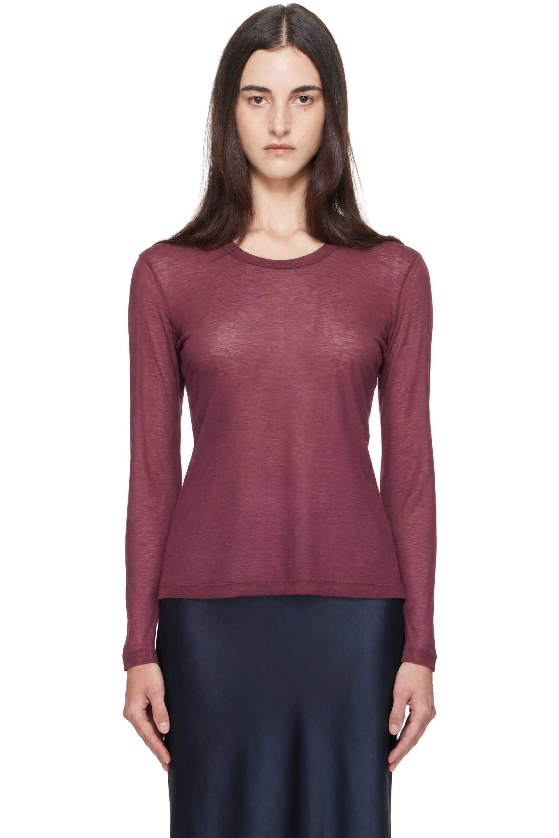 ANINE BING - Burgundy Silvie Long Sleeve T-shirt