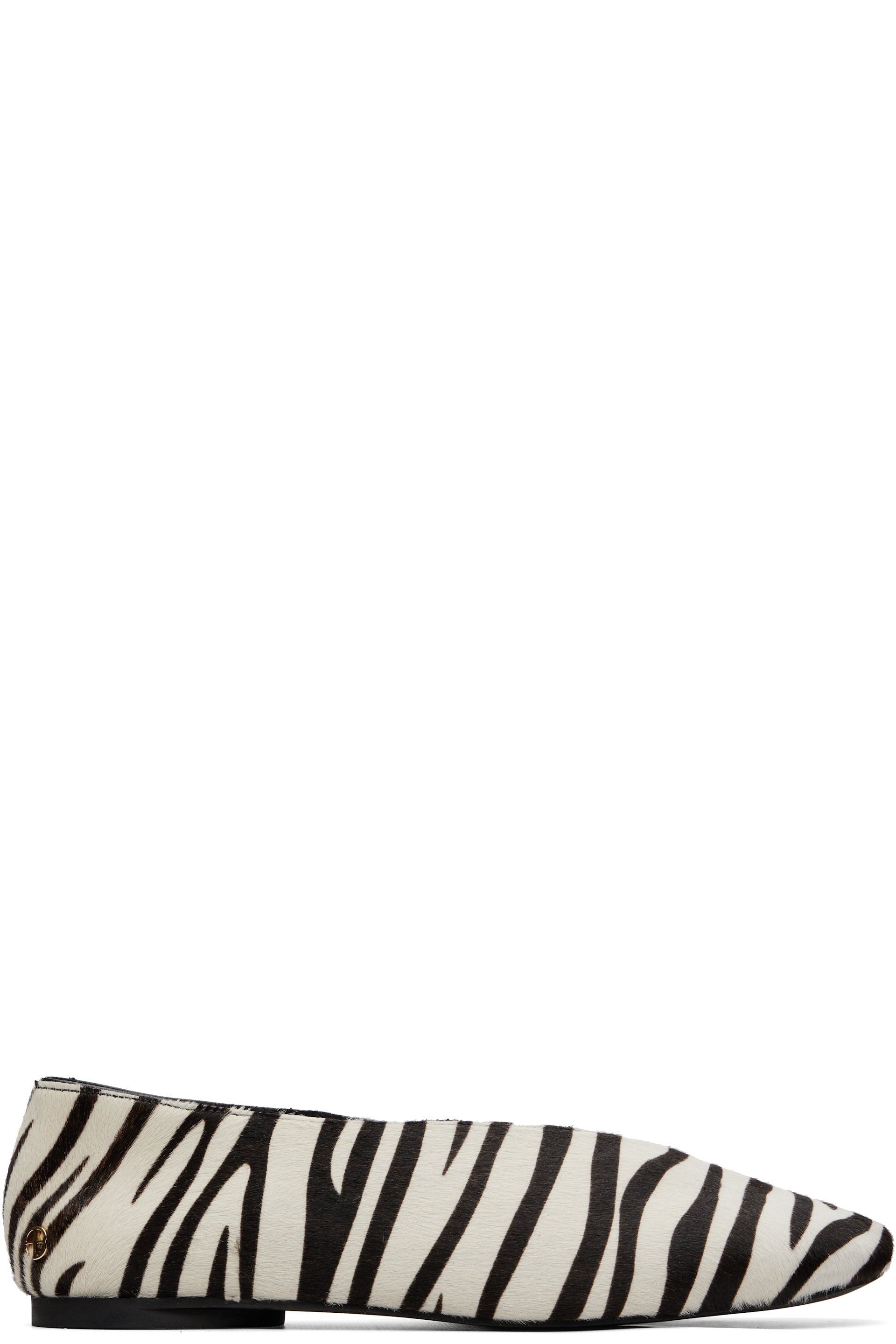 ANINE BING - White & Black Ana Calf Hair Ballerina Flats