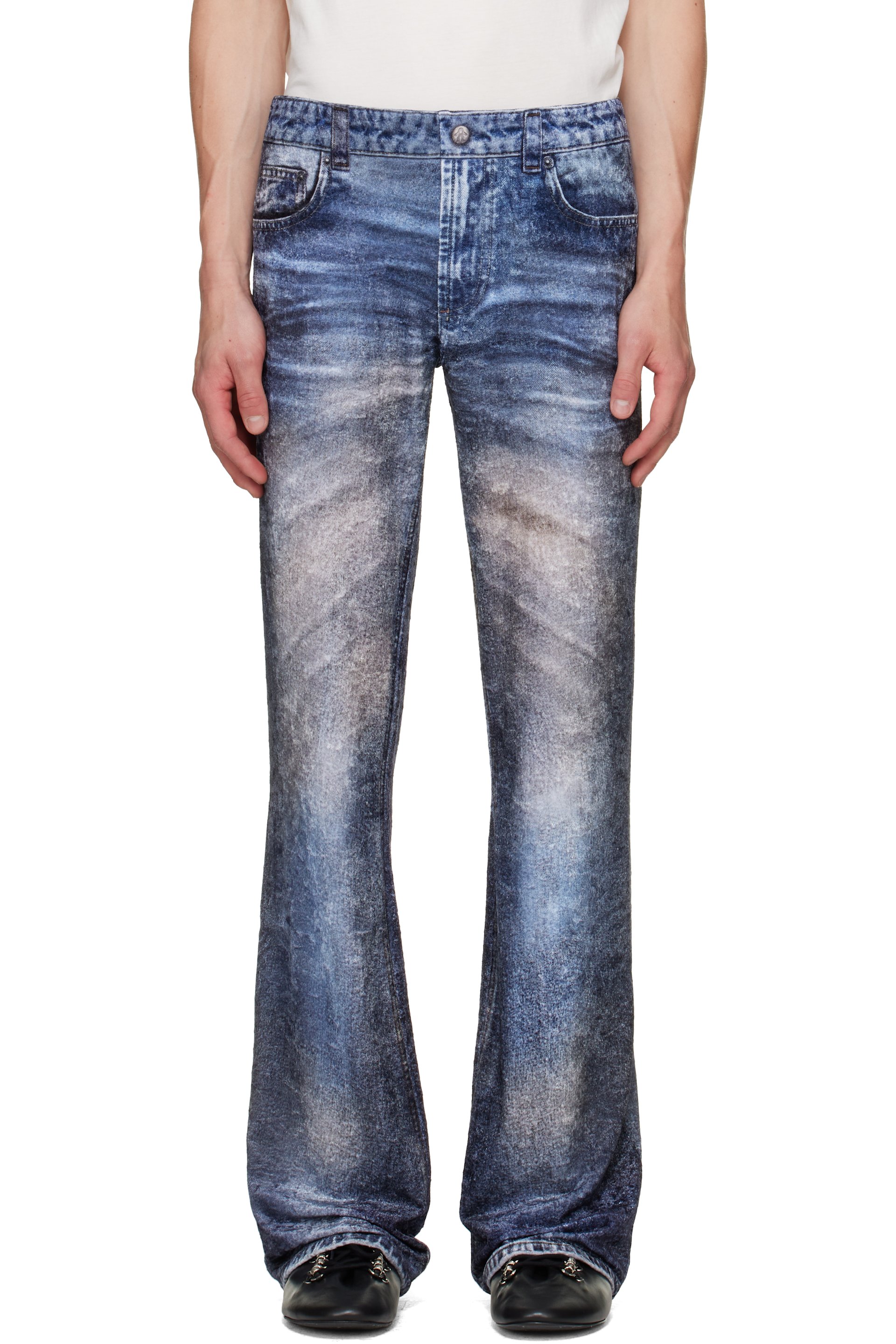 AVAVAV - Blue Paris Printed Velour Trousers