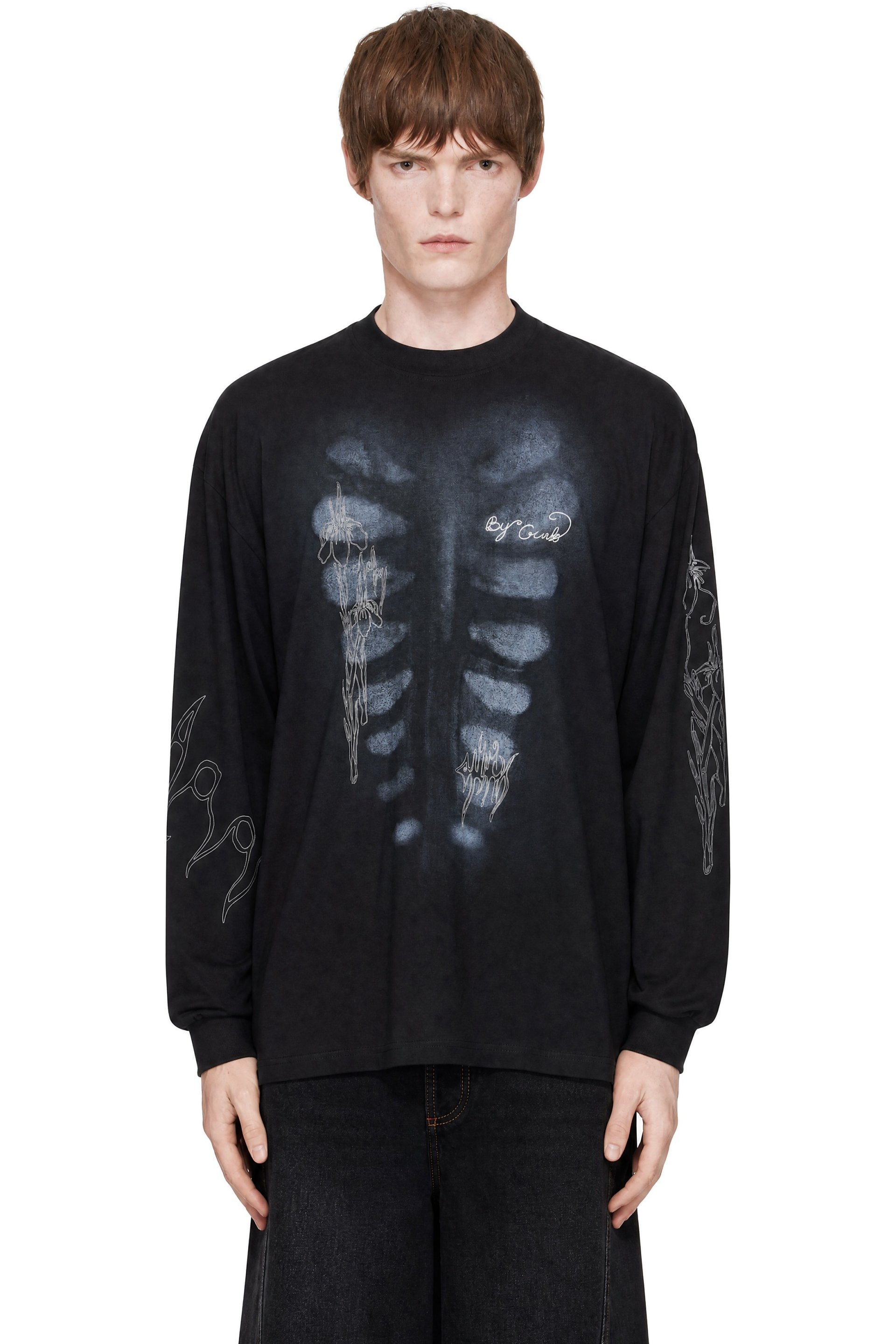 AVAVAV - Black X-Ray Handwriting Long Sleeve T-shirt