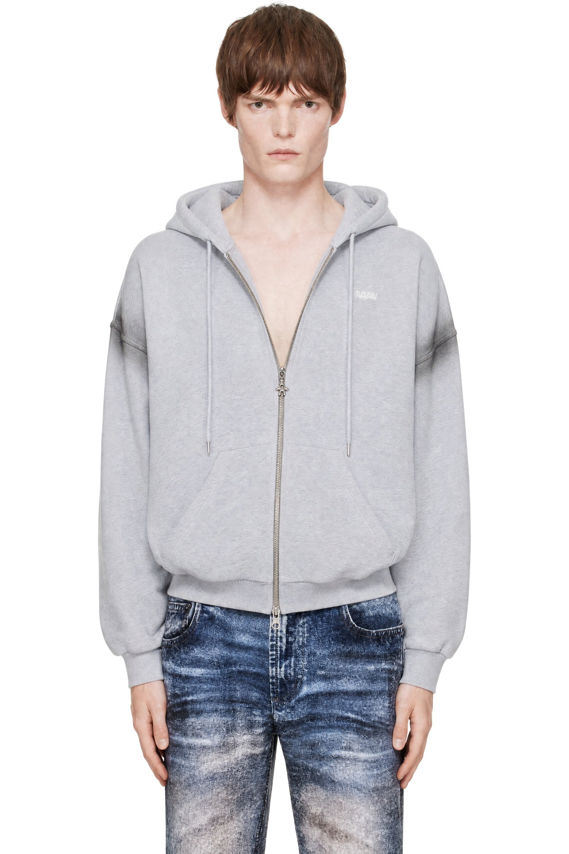 AVAVAV - Gray 'Avavav' Logo Zip Hoodie
