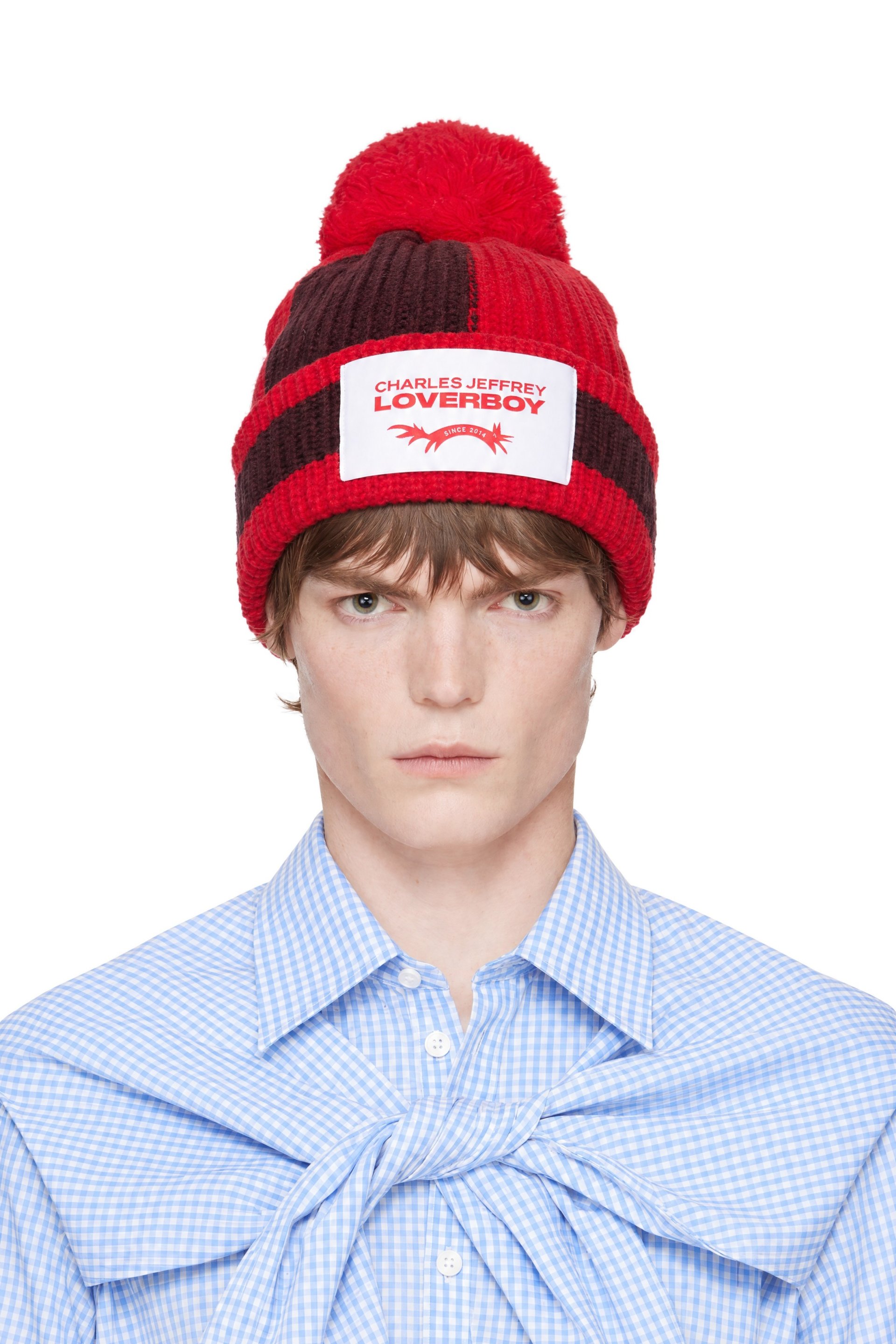 Charles Jeffrey LOVERBOY - Bonnet rouge et bourgogne à pompon