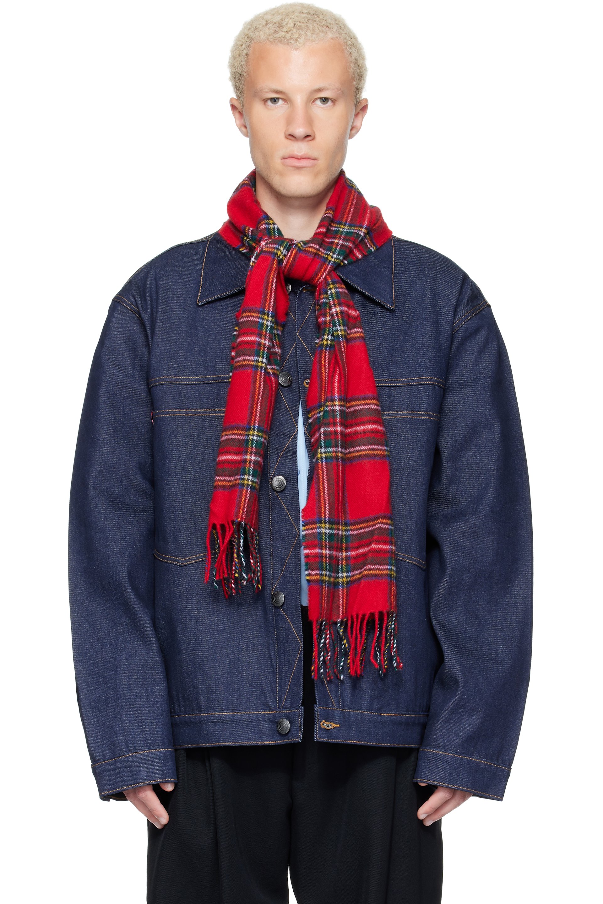 Charles Jeffrey LOVERBOY - Navy Scarf Denim Jacket