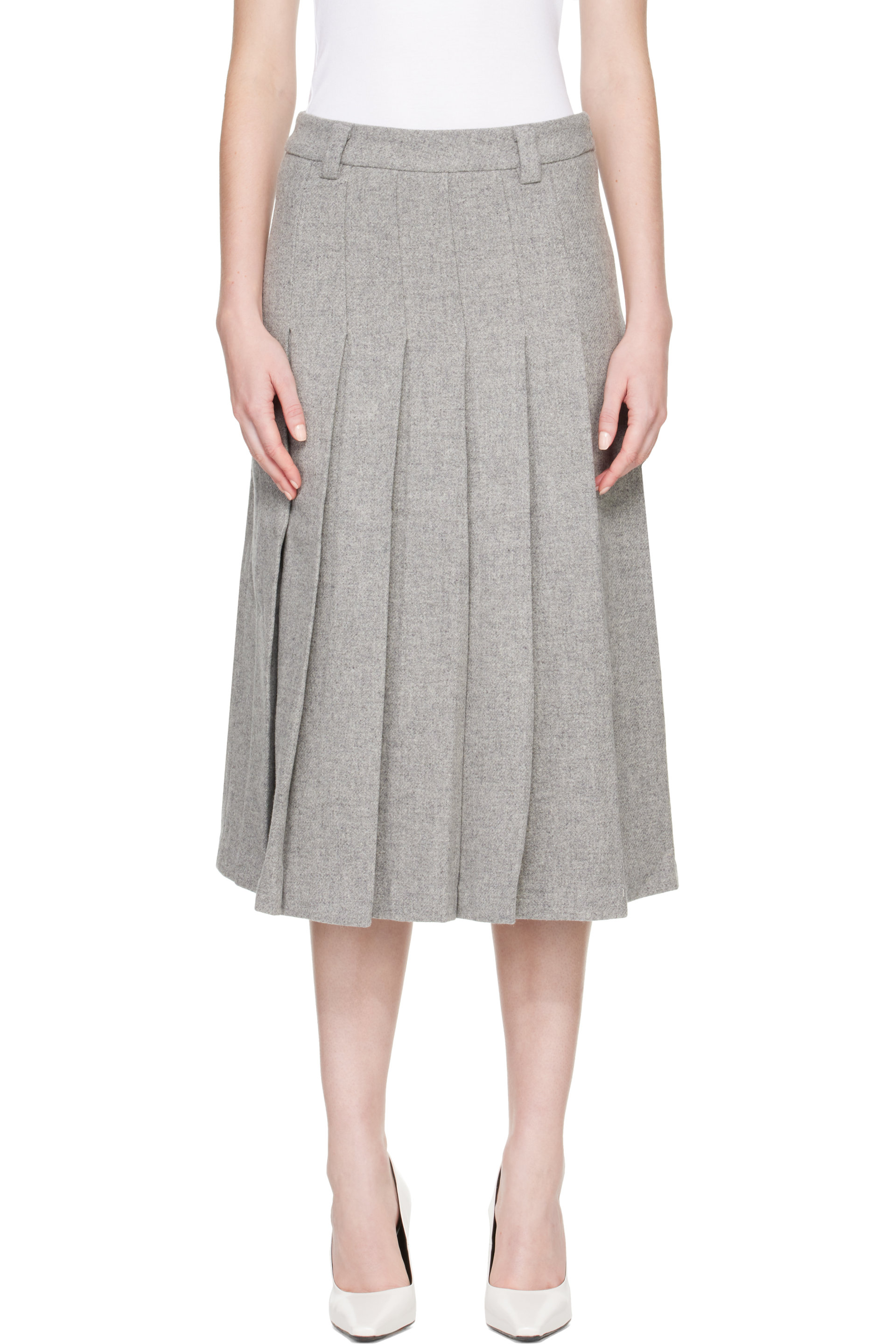 Hai - Gray Paulette Midi Skirt