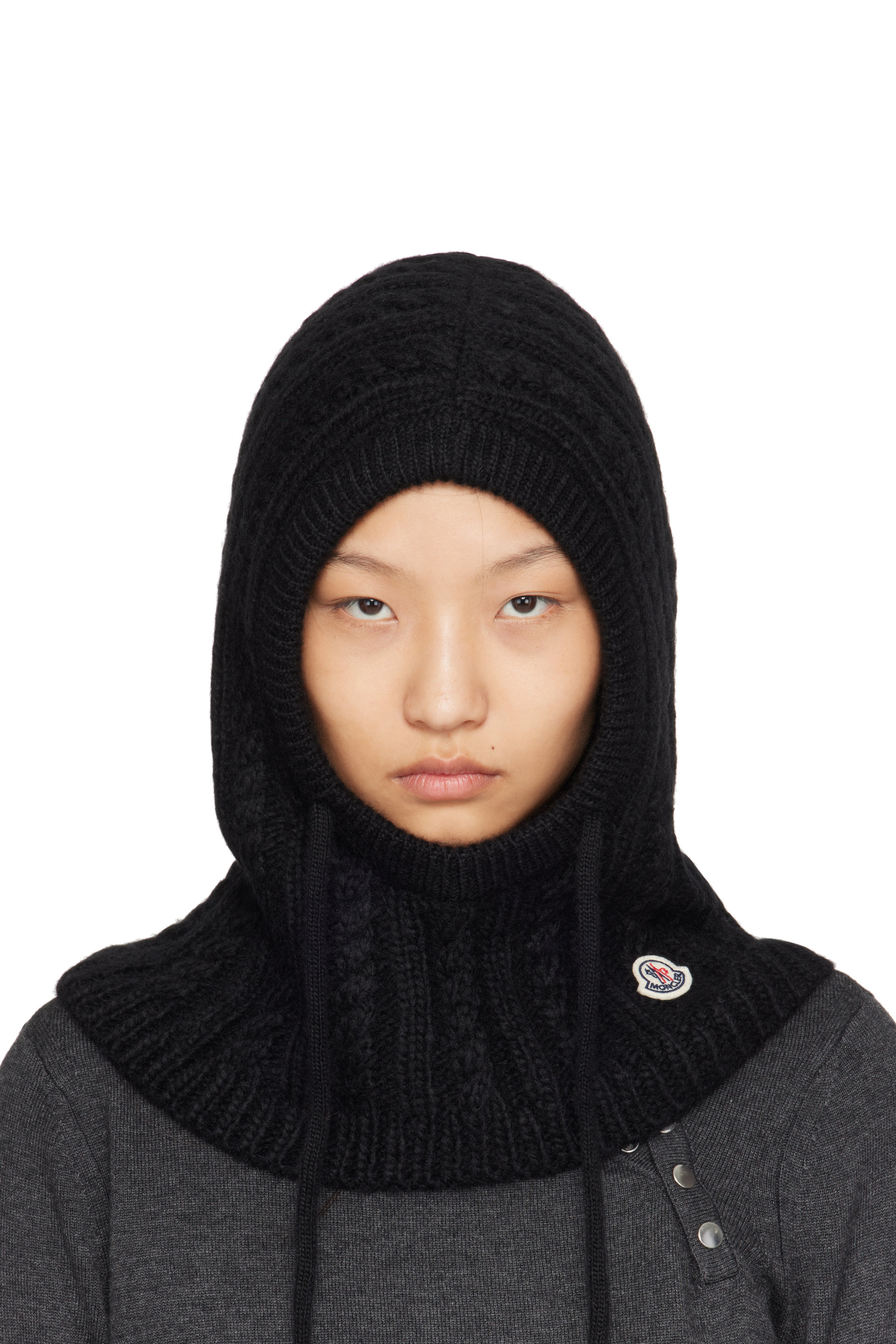 Moncler - Black Cable Knit Alpaca Blend Balaclava