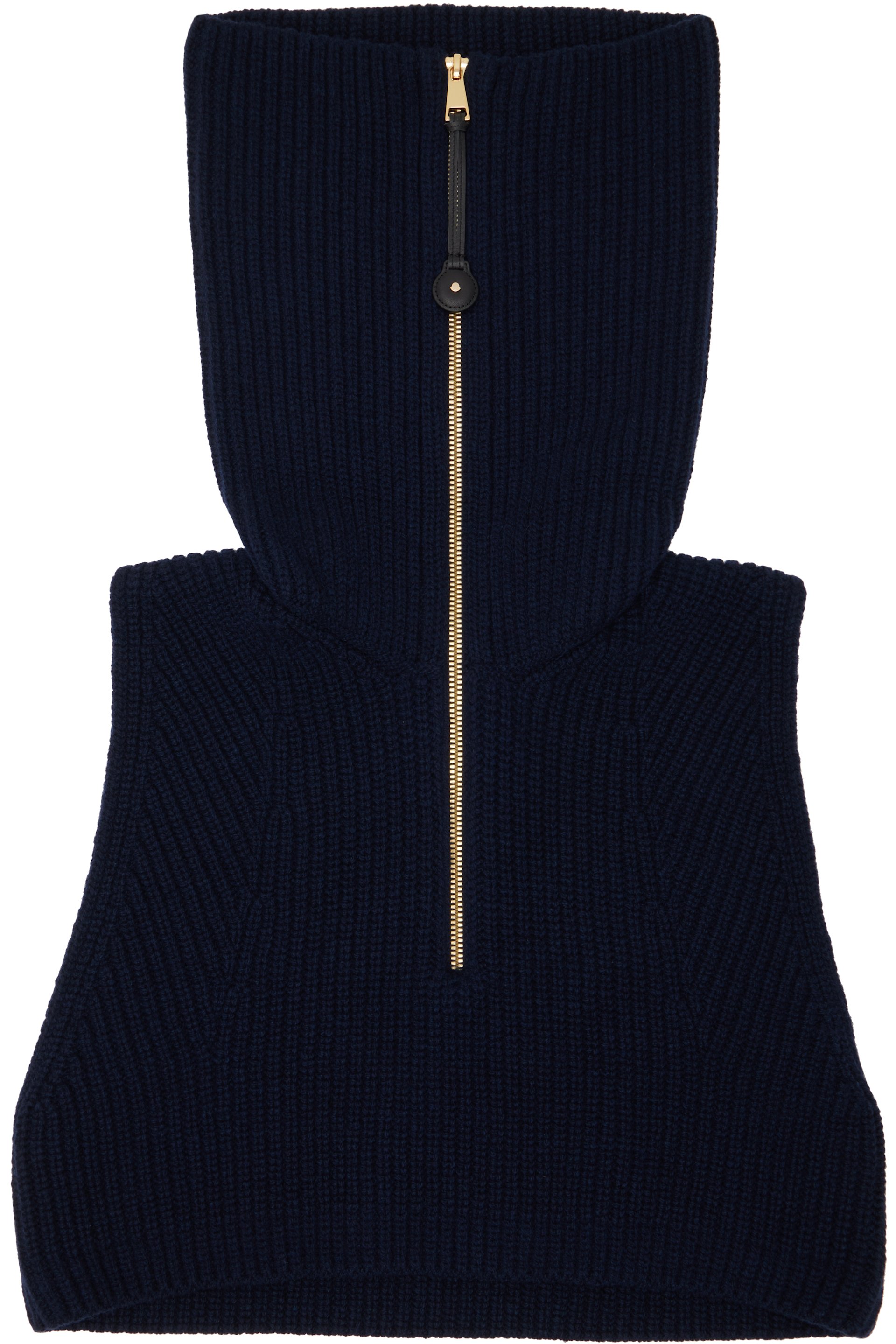 Moncler - Col de cape bleu marine en laine et en cachemire à glissière