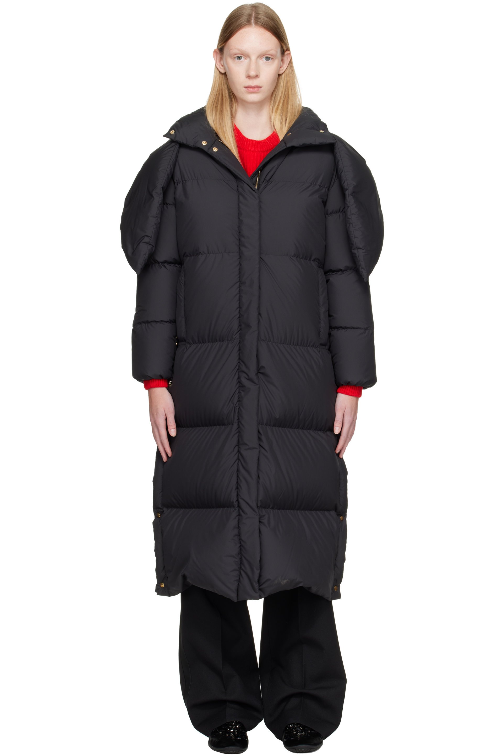 Moncler - Black Ornement Hooded Long Down Jacket