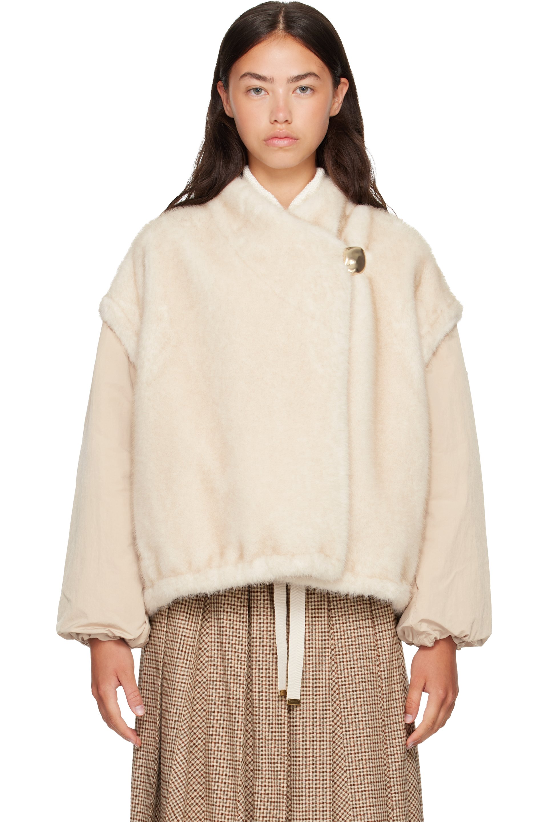 Moncler - Off-White Chardonneret Faux-Fur Jacket