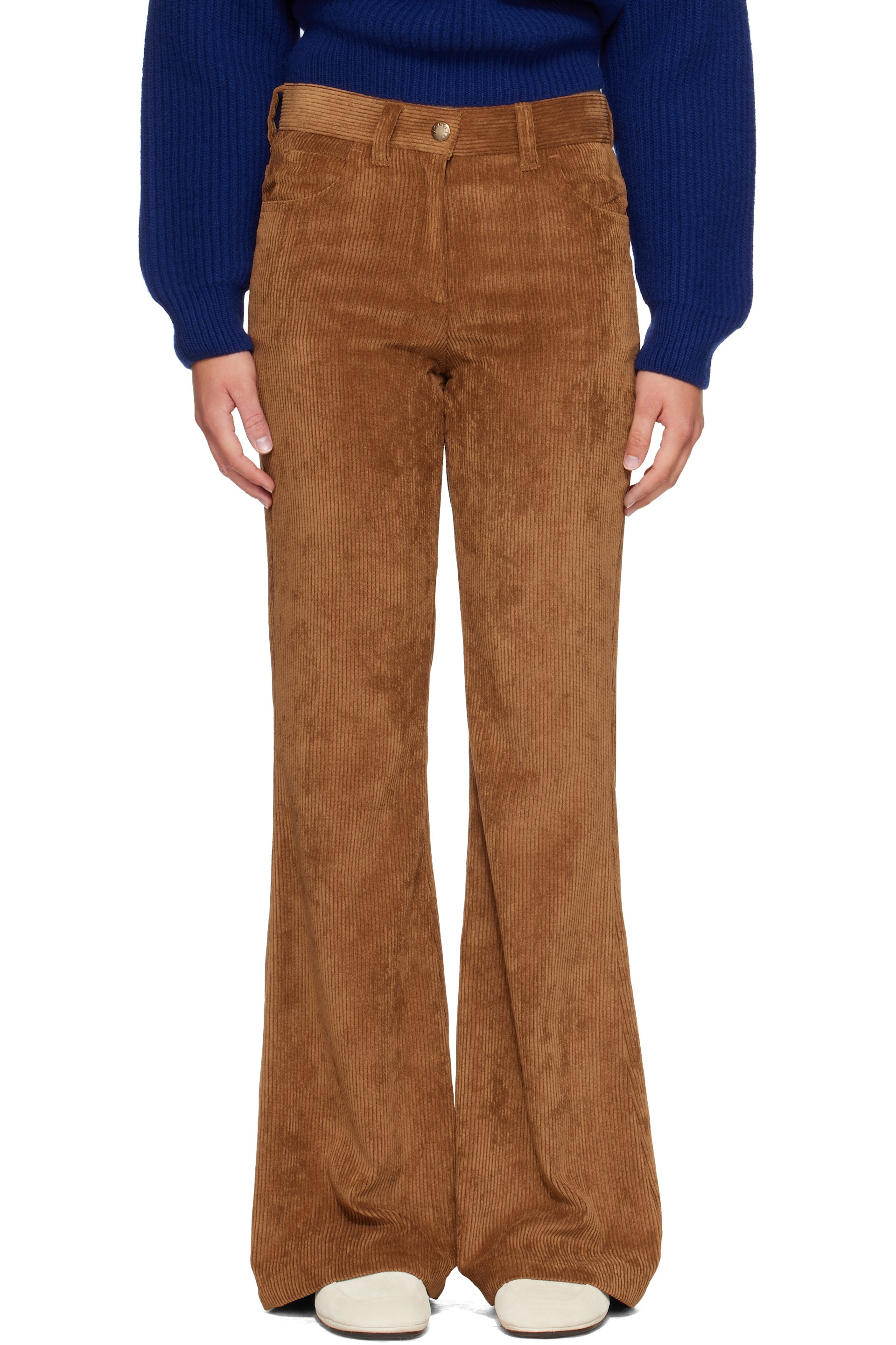 Moncler - Tan Corduroy Wide Leg Trousers