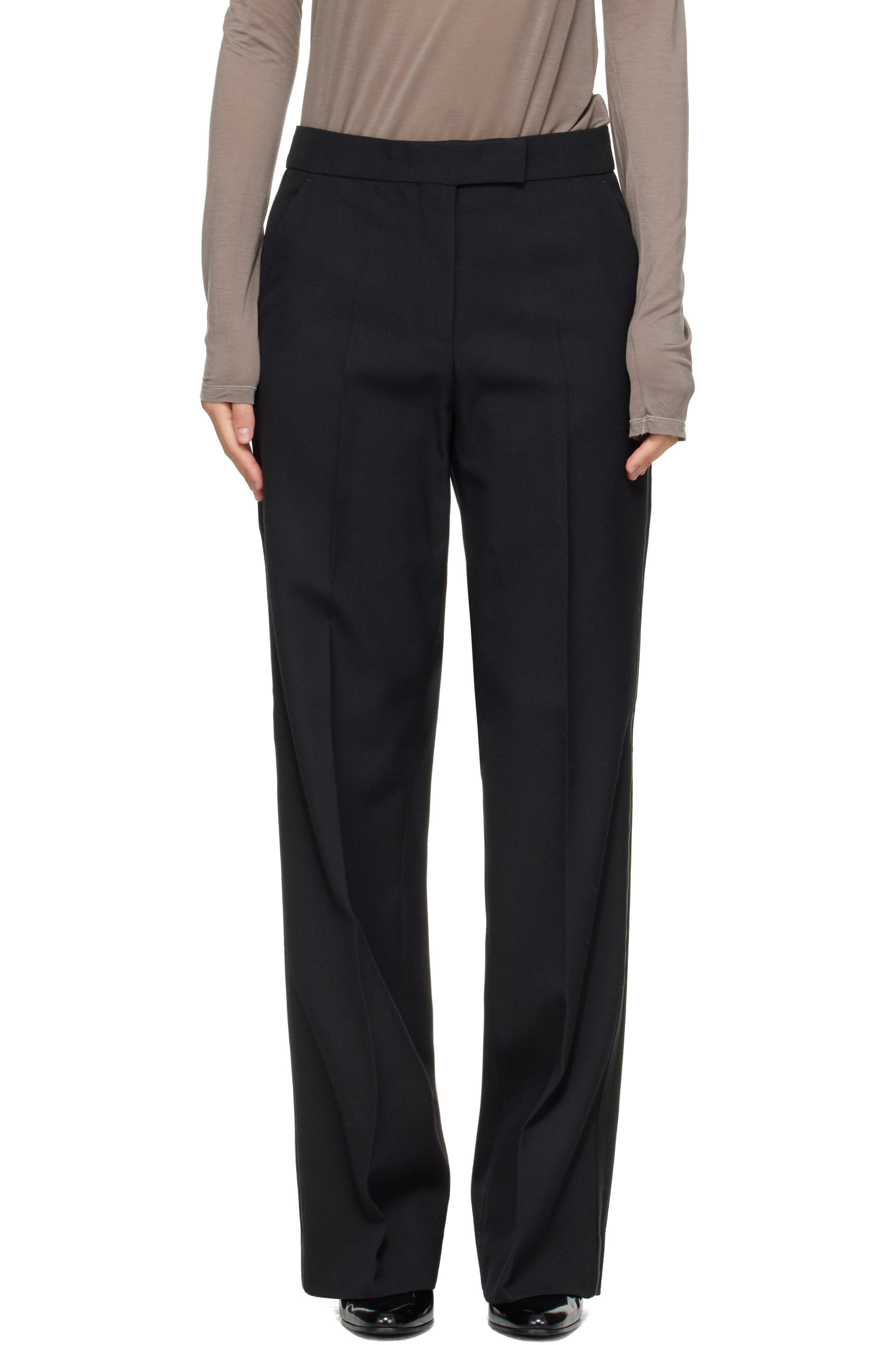 Moncler - Black Wool Gabardine Trousers
