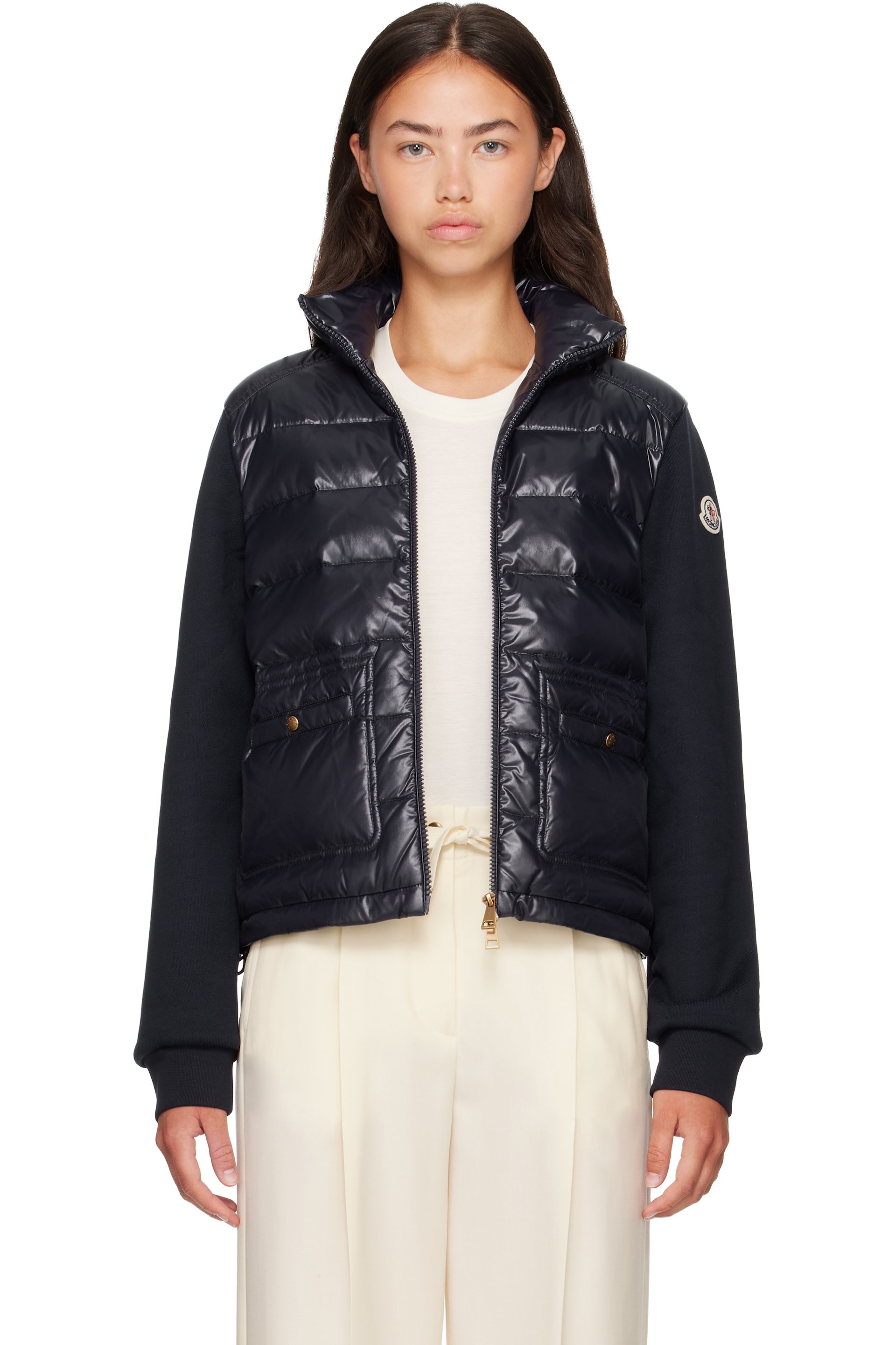 Moncler - 海军蓝 Zip Up Cotton Fleece 羽绒夹克